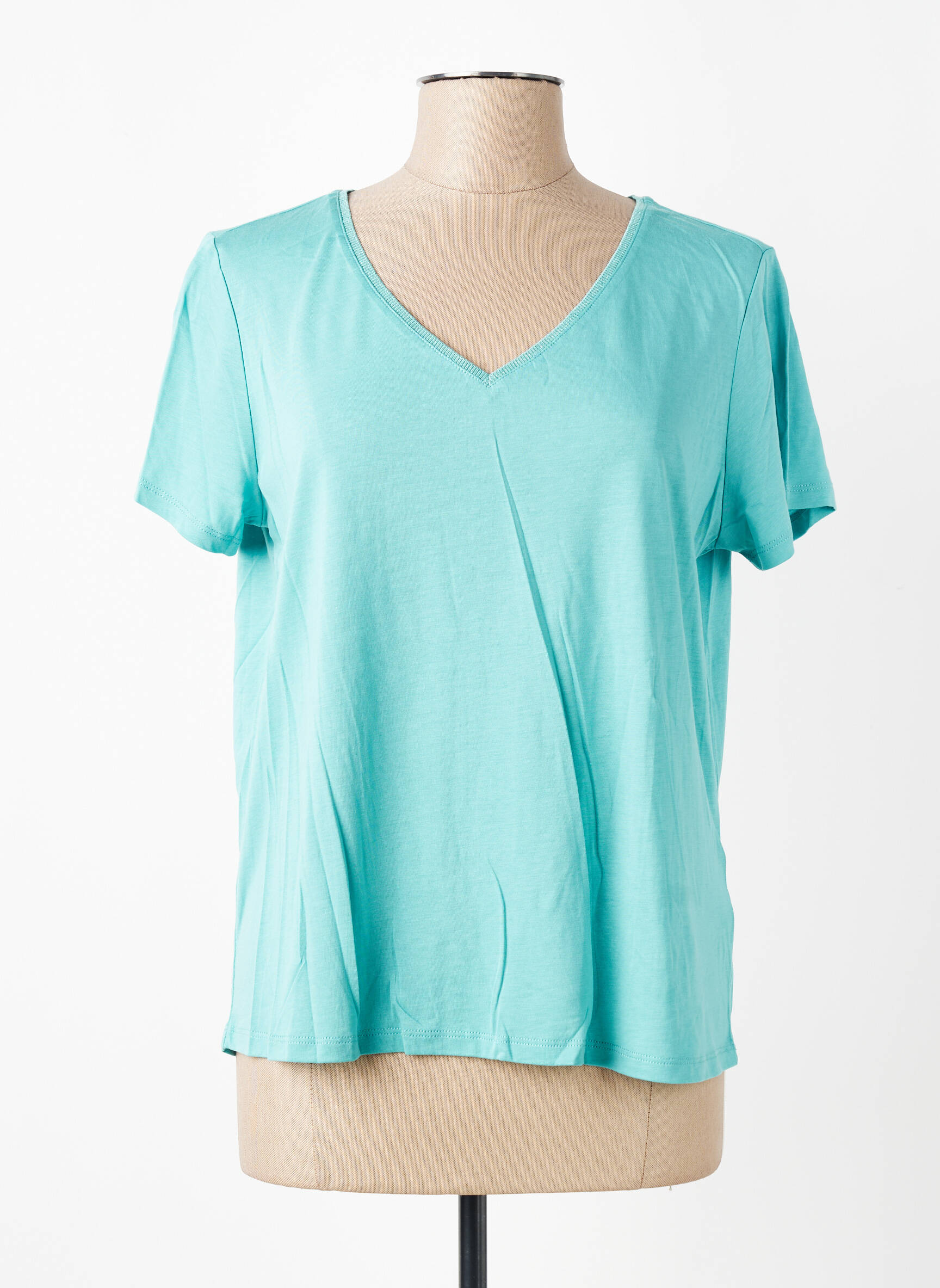 Tricou guler în v mâneci scurte albastru LOLA ESPELETA femeie