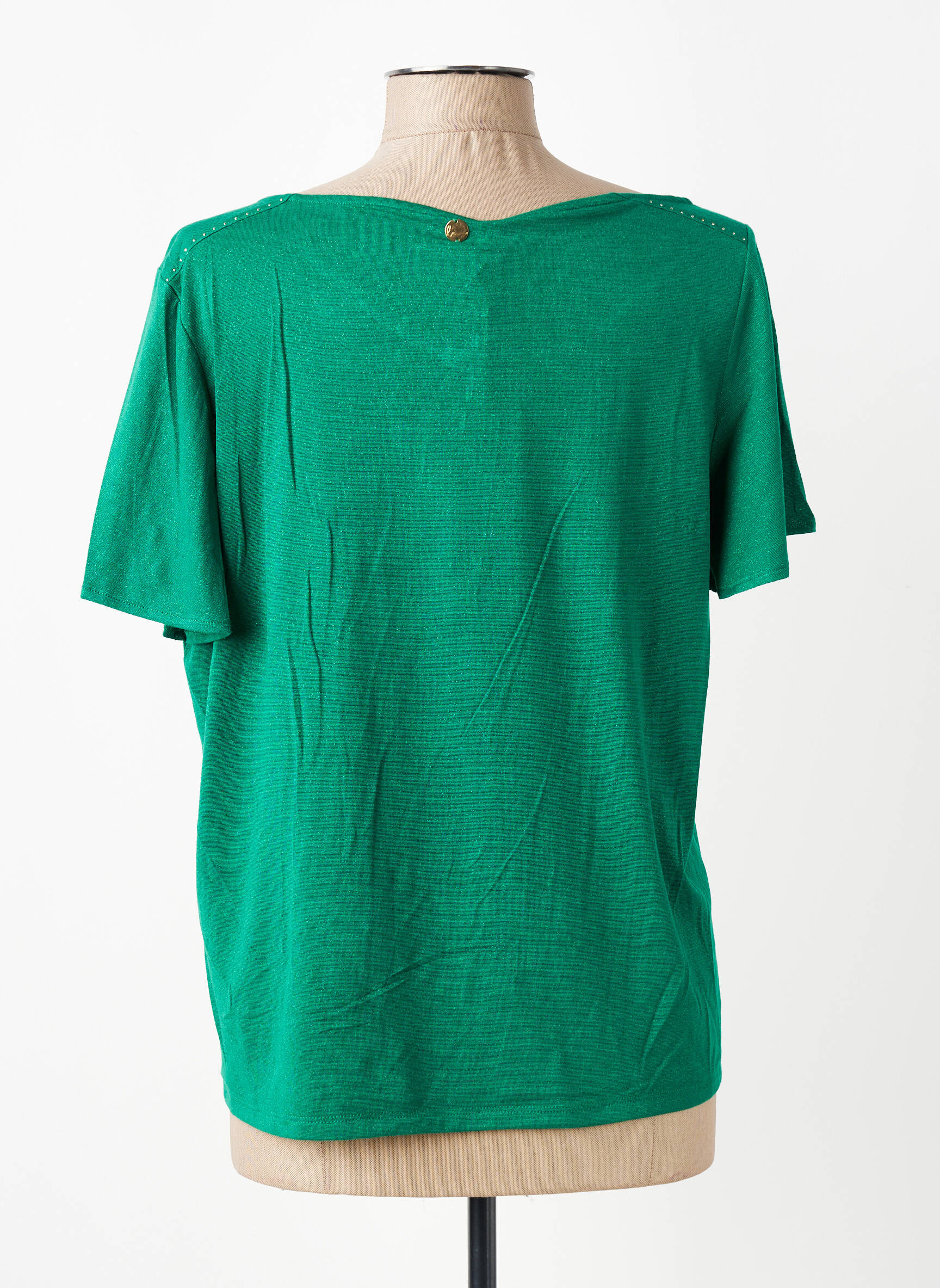 Top elasticitate mâneci scurte verde LOLA ESPELETA femeie
