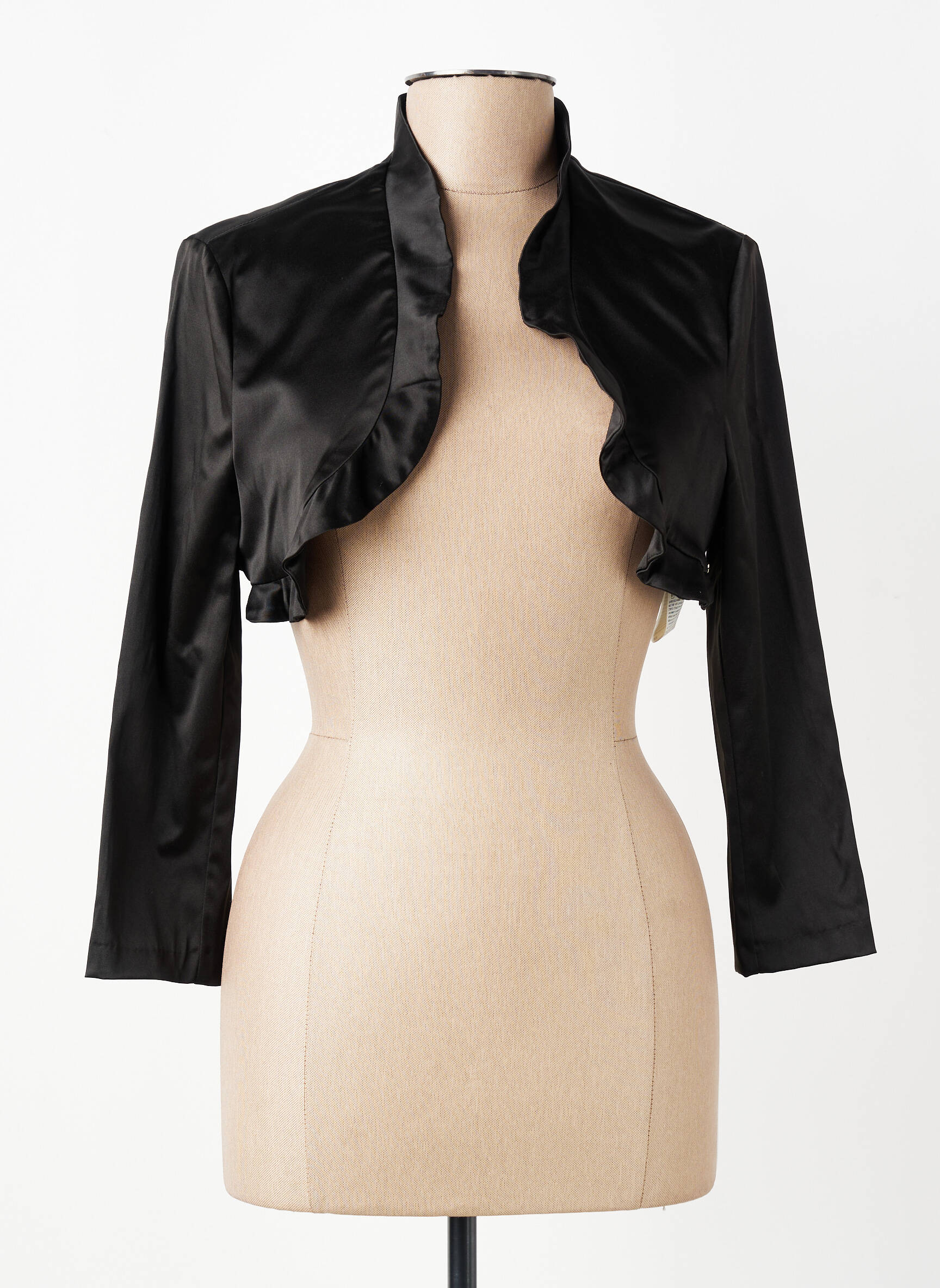 Bolero efect material satinat negru RINASCIMENTO femeie
