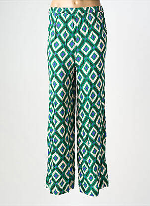 Pantalon larg țesătură poplin mărime normală verde KANOPE femeie