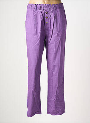 Pantalon drept țesătură poplin mărime normală violet YERSE femeie