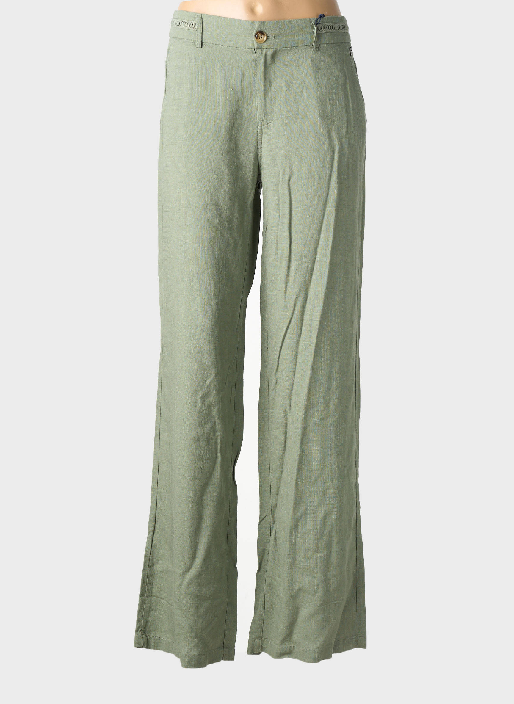 Pantalon drept țesătură crep mărime normală verde FREEMAN T.PORTER femeie