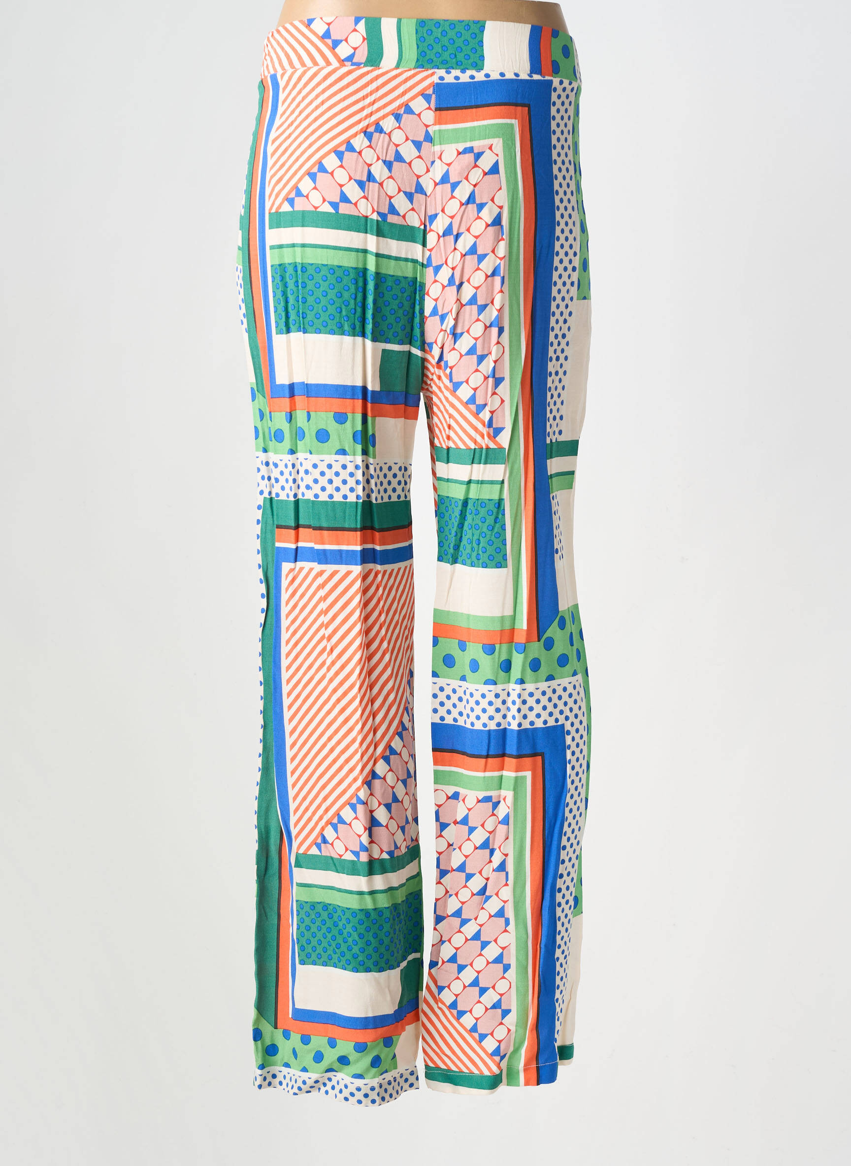 Pantalon drept țesătură crep mărime normală verde SUNCOO femeie