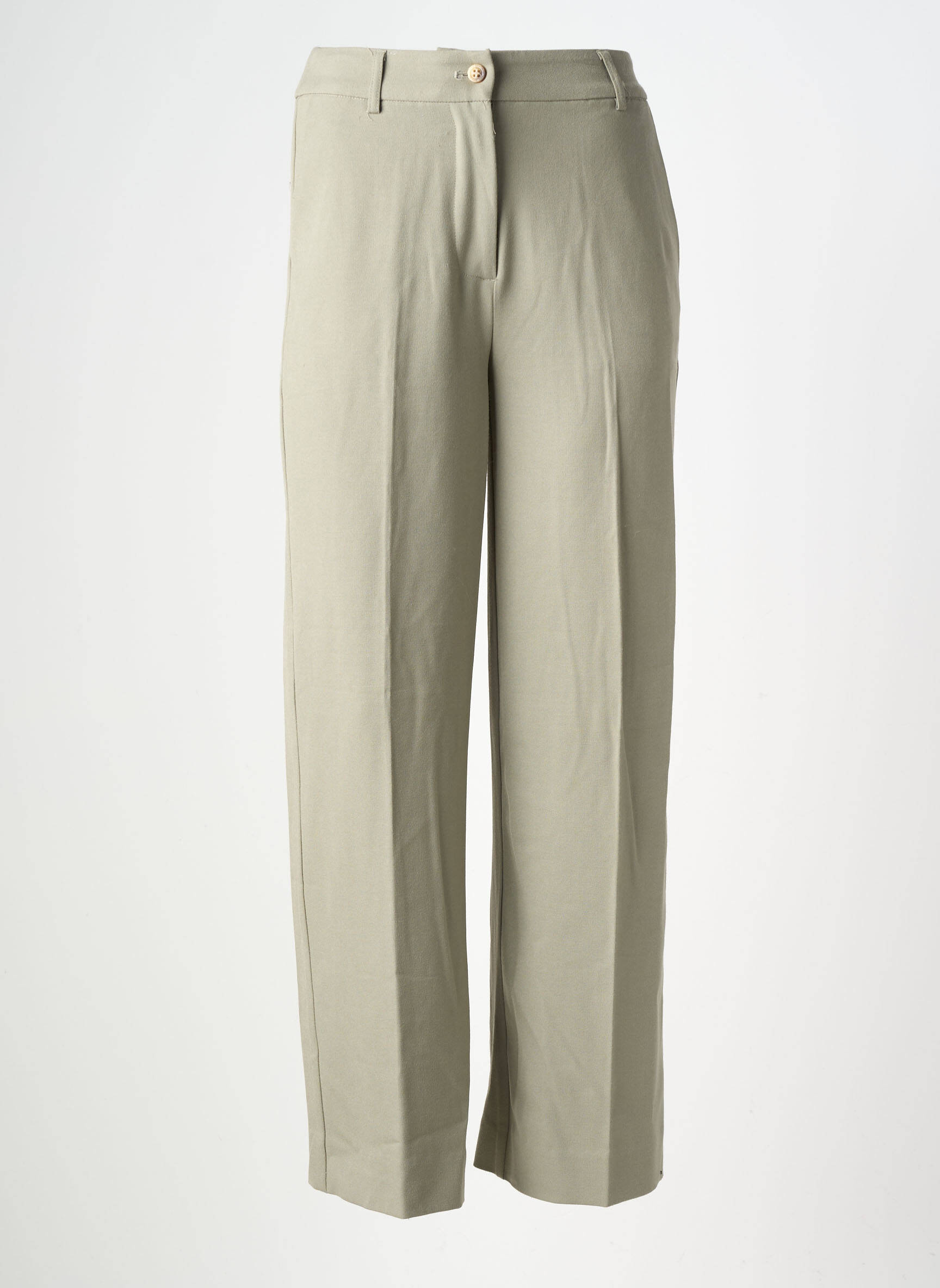 Pantalon drept țesătură crep talie înaltă verde YERSE femeie