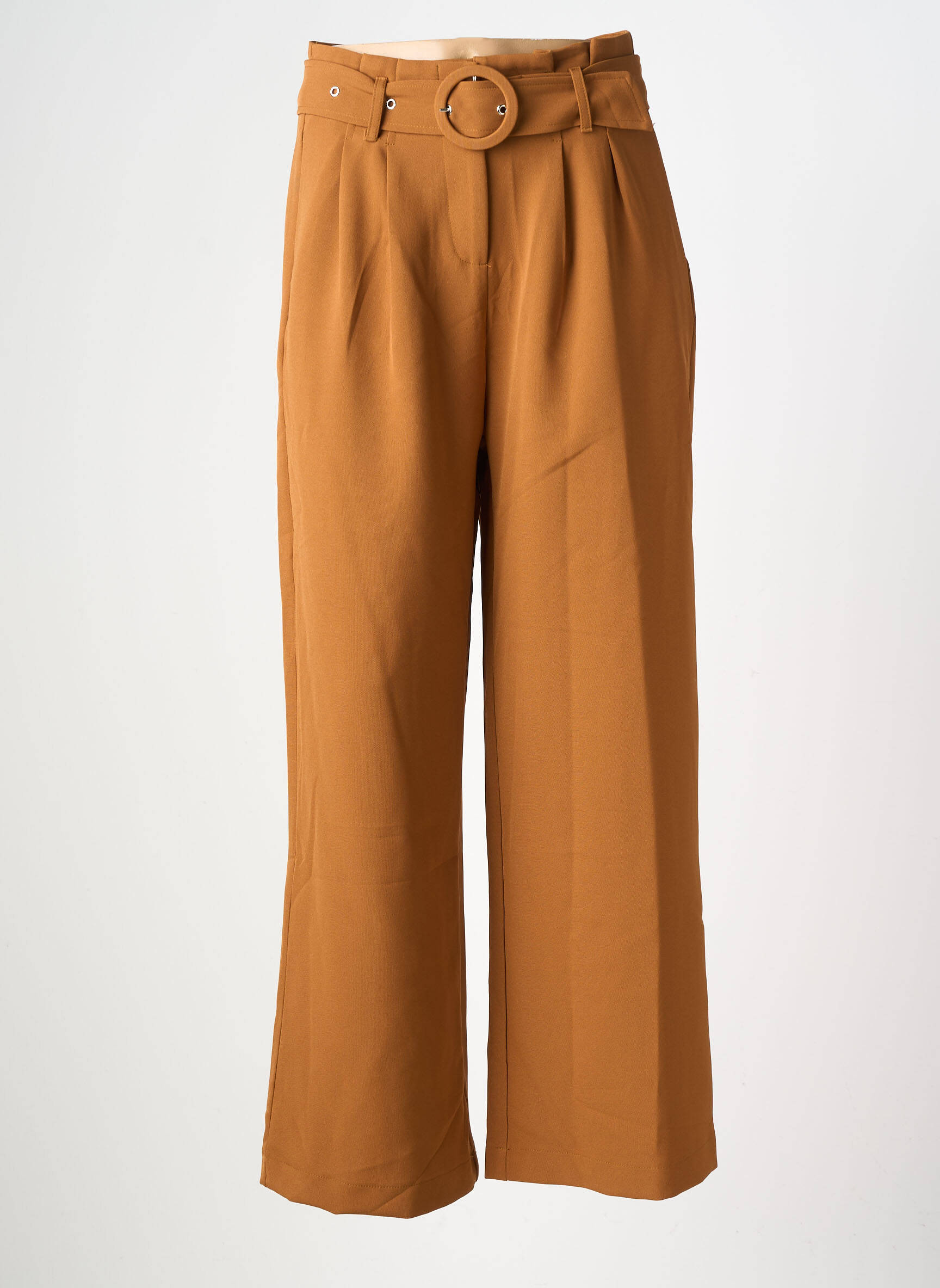 Pantalon larg țesătură crep talie înaltă maro CHERRY PARIS femeie