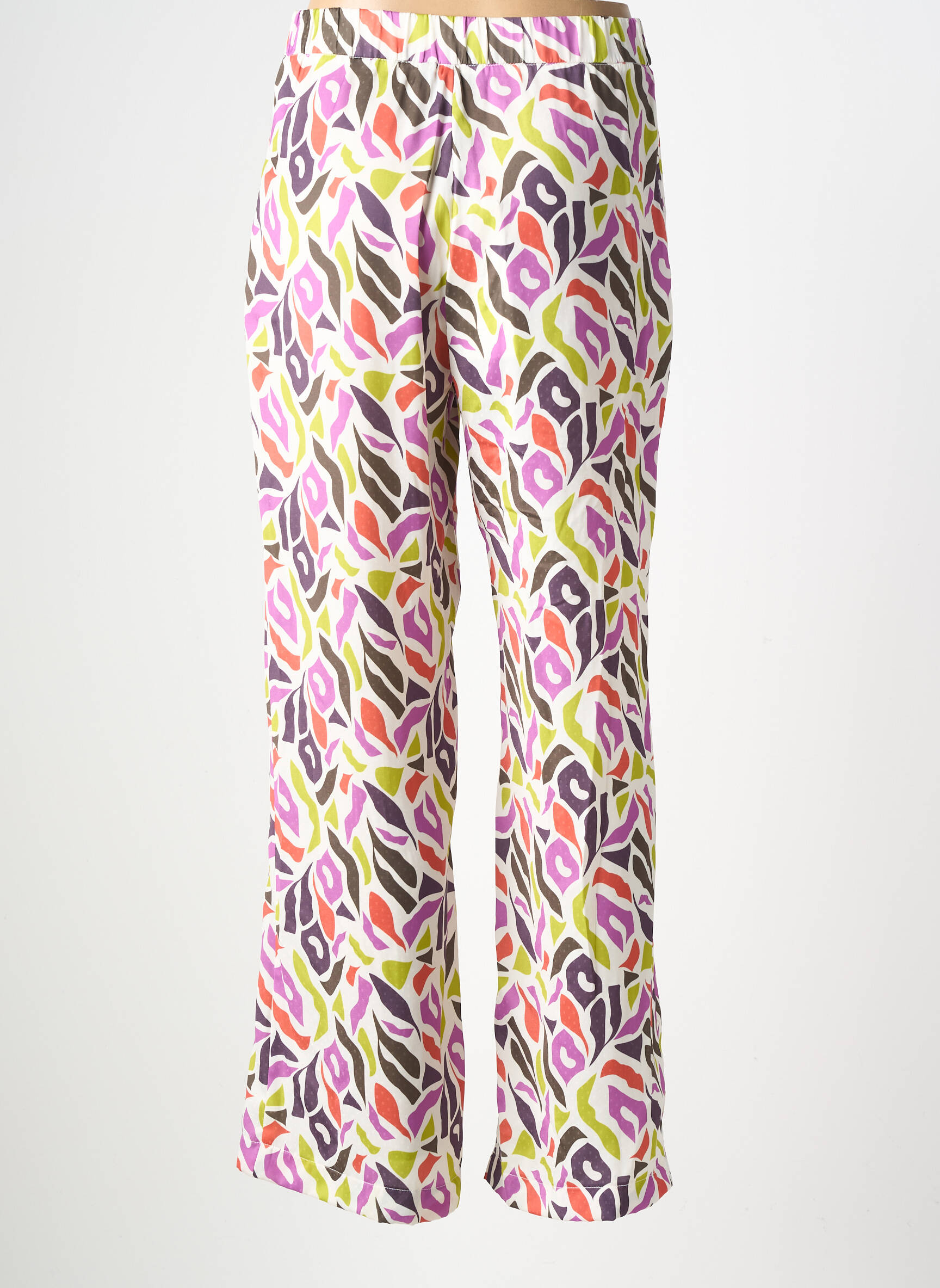 Pantalon larg închidere cu fermoar lateral talie înaltă violet VAN-DOS femeie