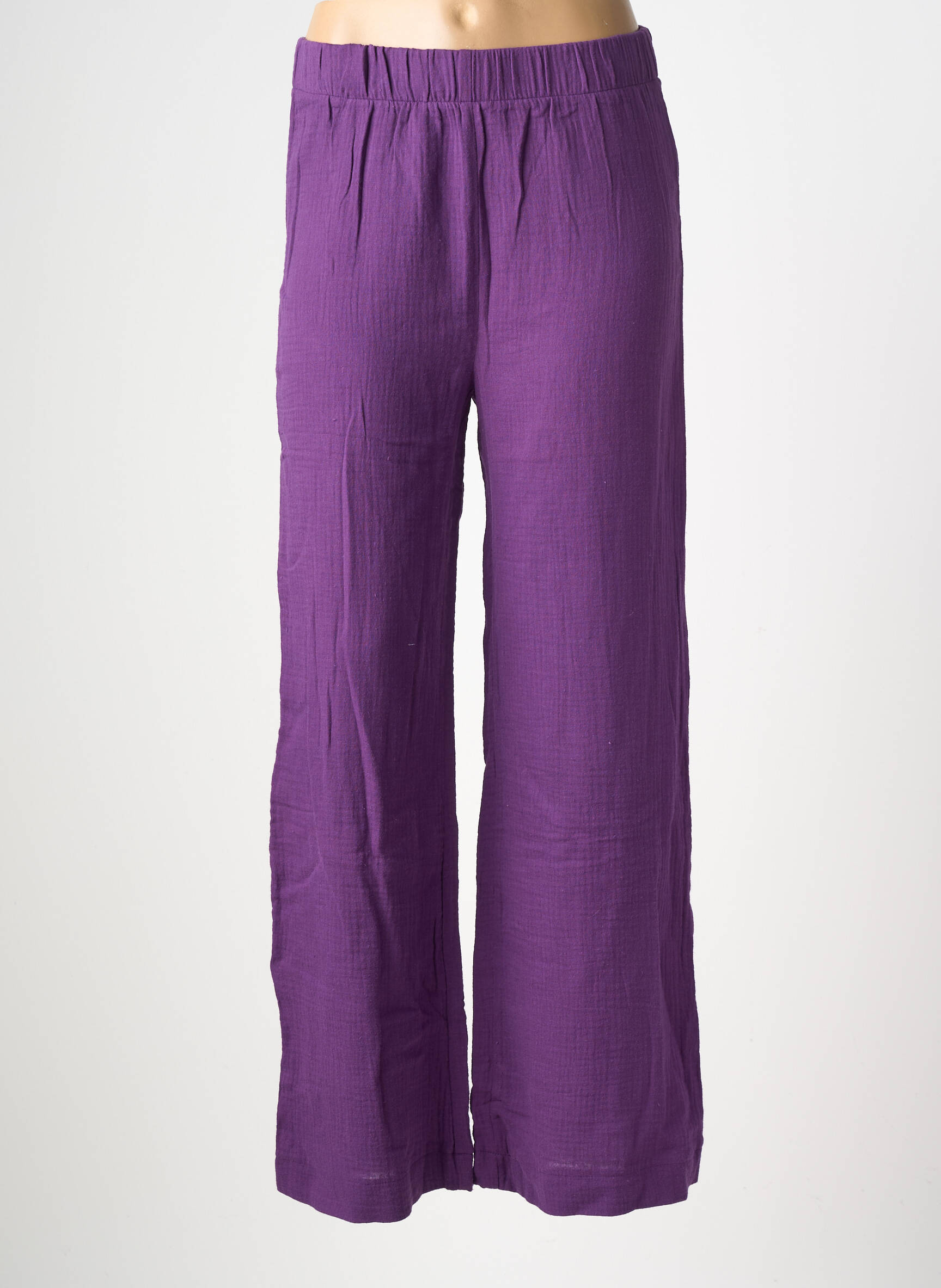 Pantalon larg țesătură crep mărime normală violet RUE MAZARINE femeie