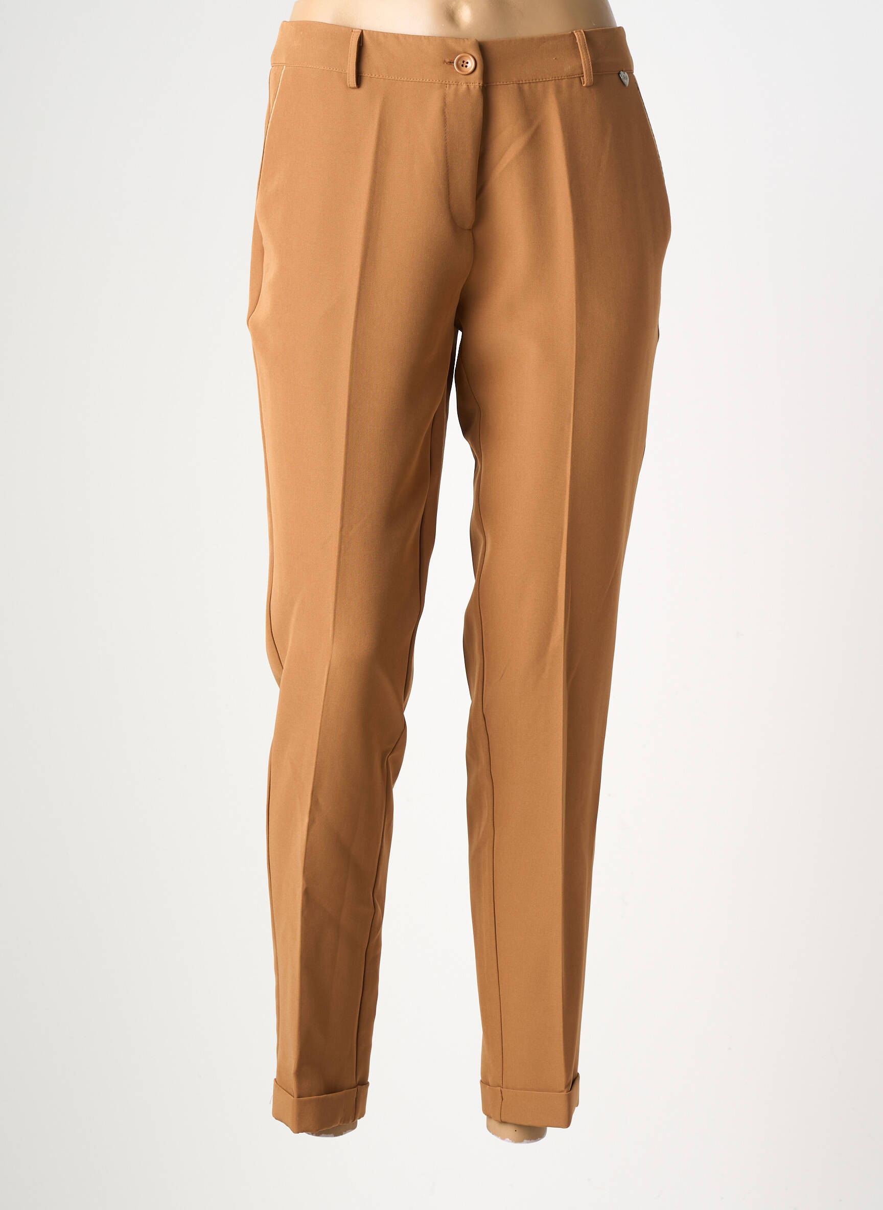 Pantalon slim talie elastică mărime normală maro AMELIE & AMELIE femeie
