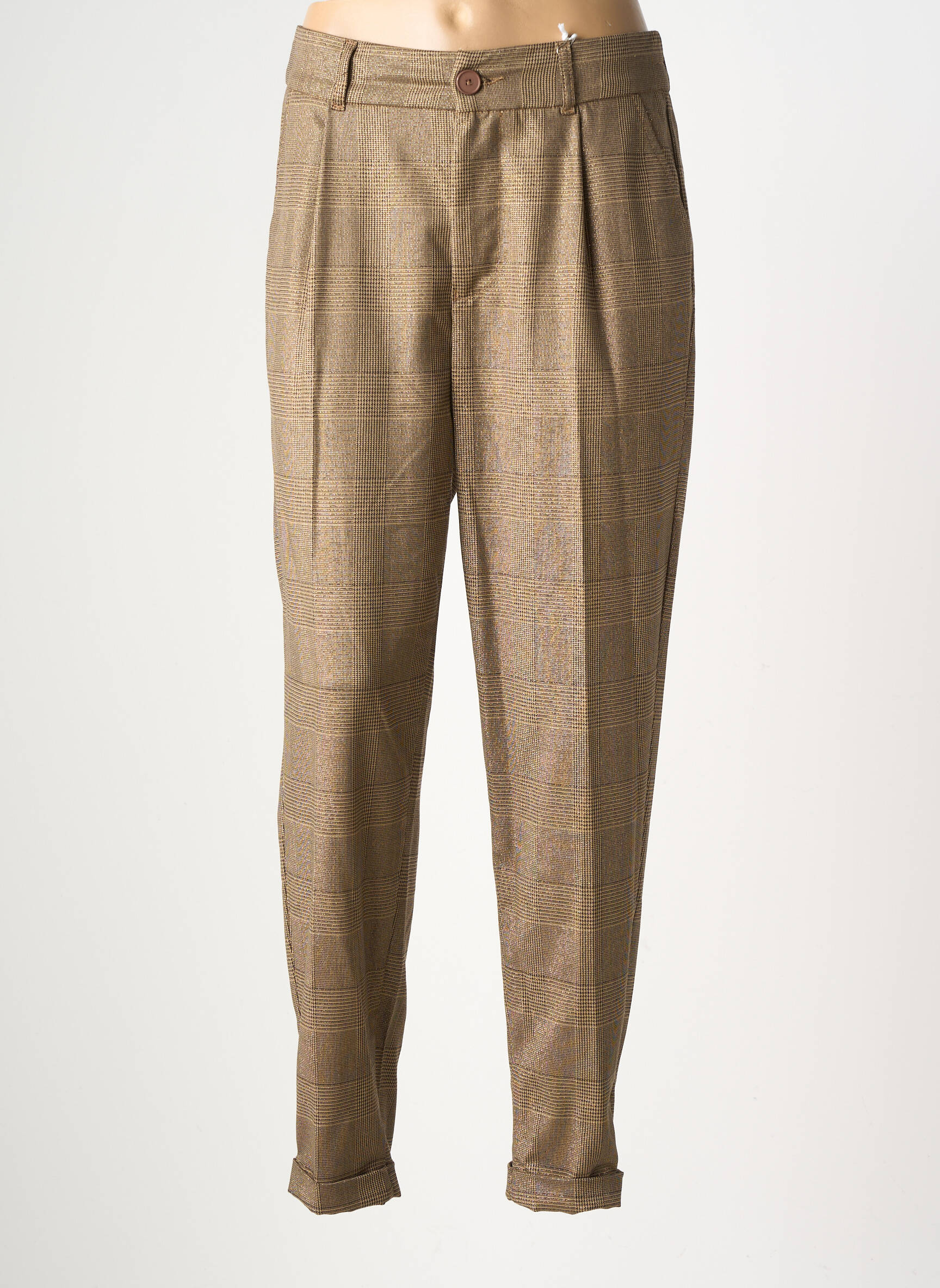 Pantalon chino elasticitate talie înaltă auriu KANOPE femeie