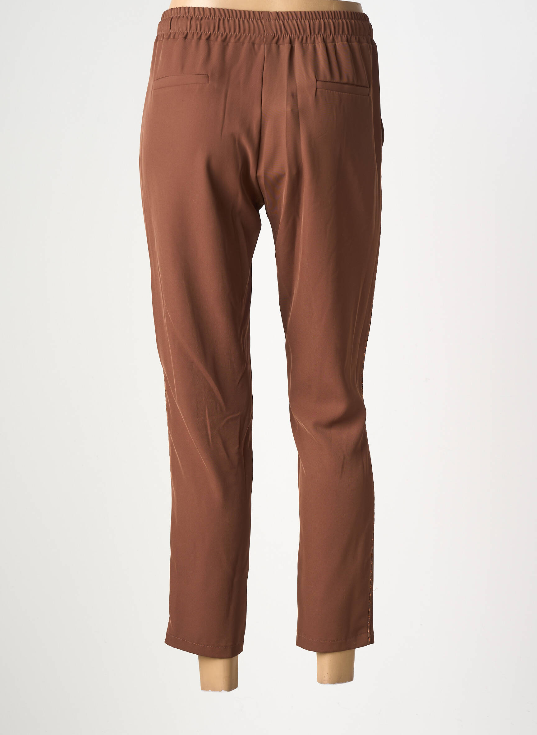 Pantalon 7/8 talie elastică mărime normală maro AMELIE & AMELIE femeie