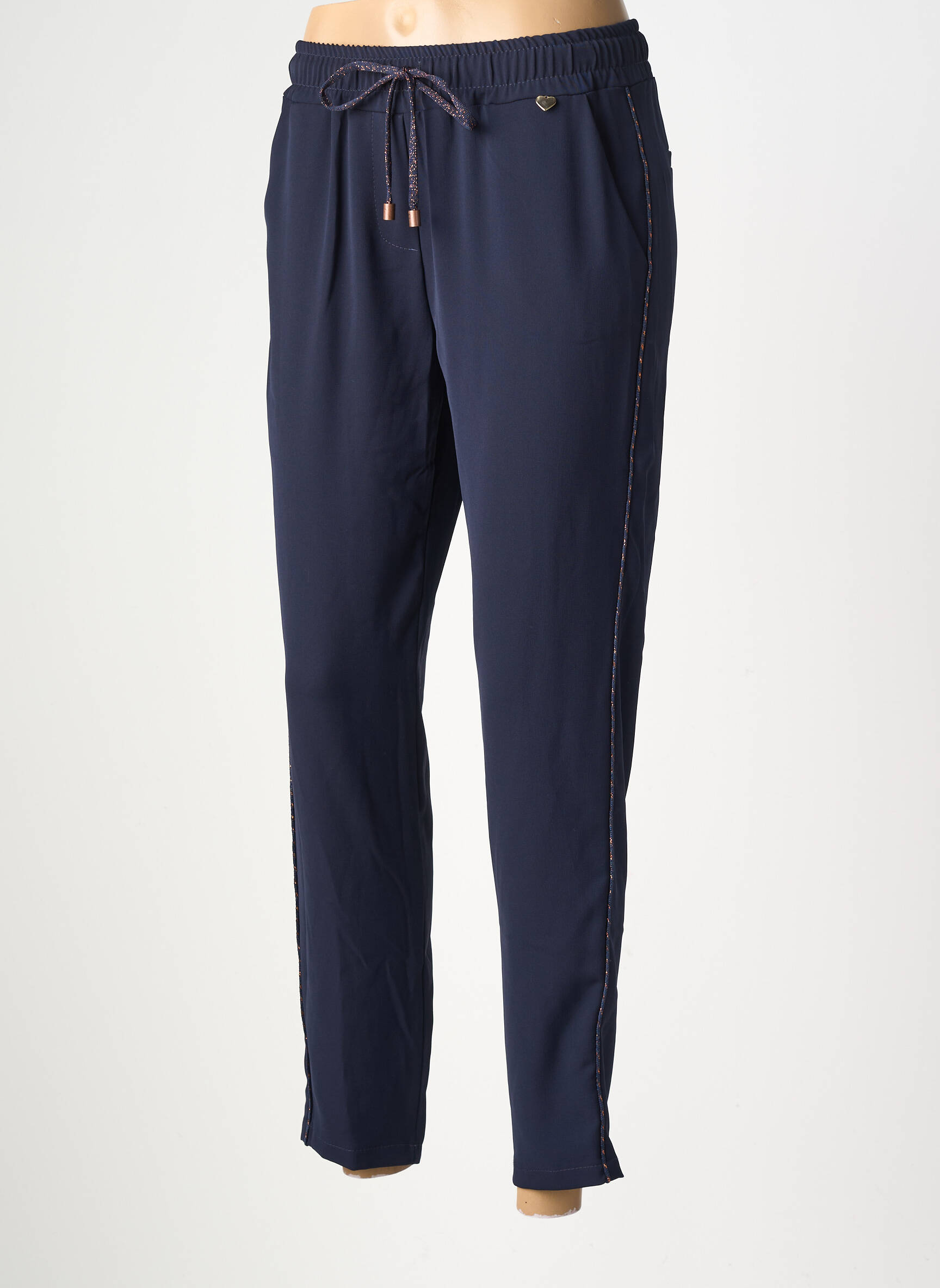 Pantalon 7/8 talie elastică mărime normală albastru AMELIE & AMELIE femeie