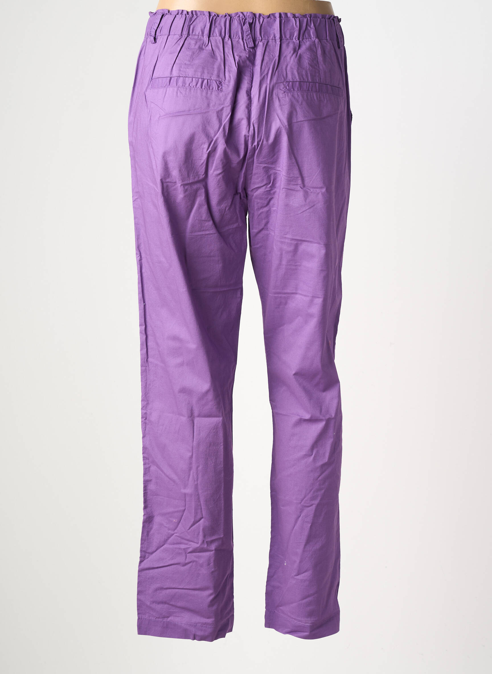 Pantalon drept țesătură poplin mărime normală violet YERSE femeie