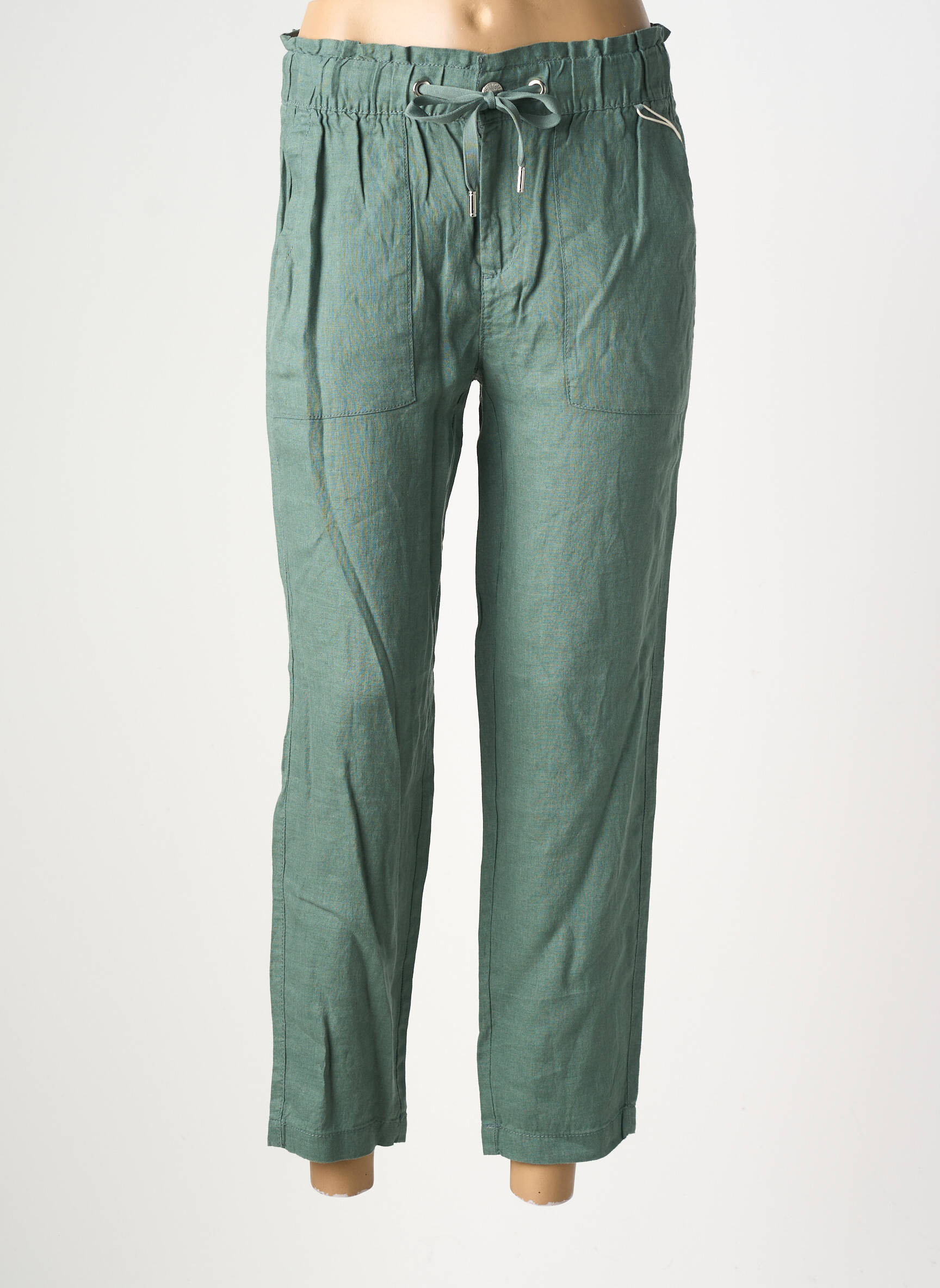 Pantalon 7/8 talie înaltă talie înaltă verde STREET ONE femeie