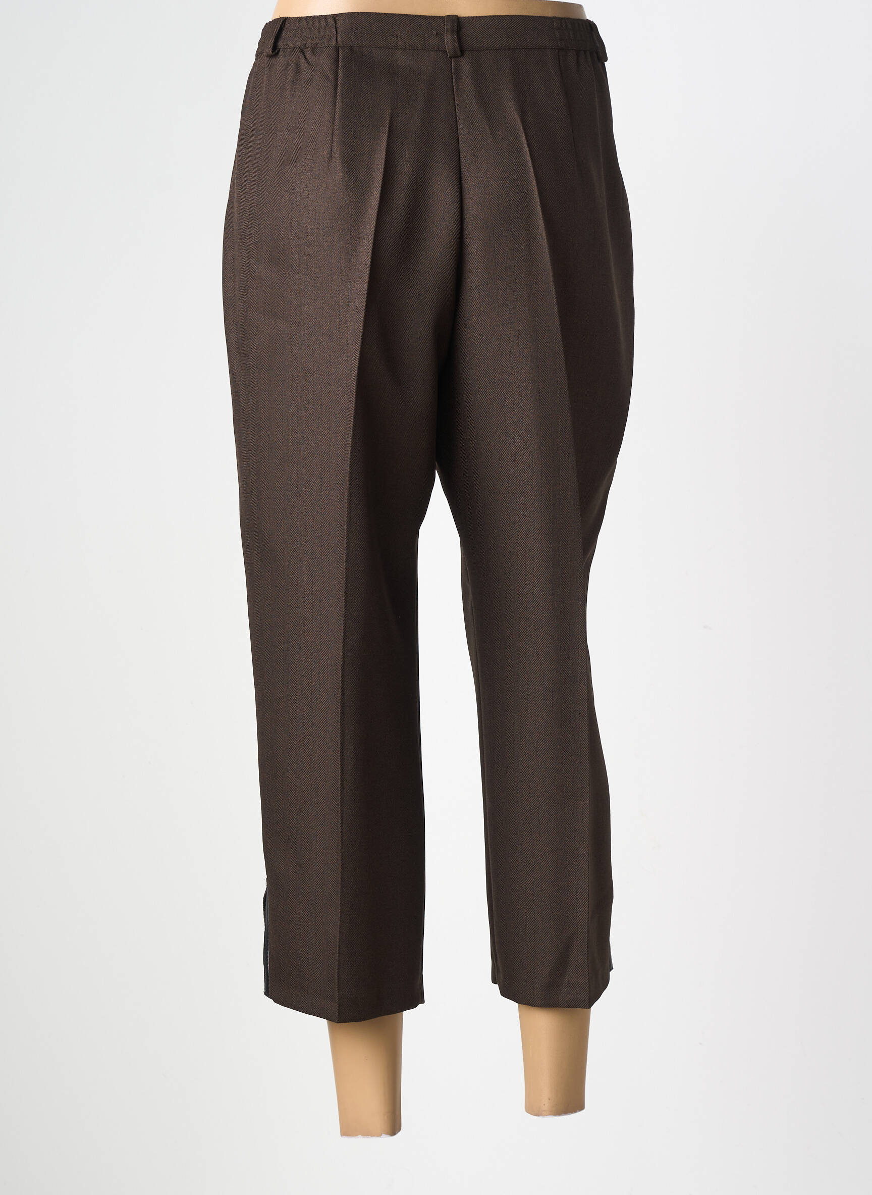 Pantalon 7/8 închidere cu fermoar sub clapetă cu nasturi mărime normală maro ATLANTA femeie