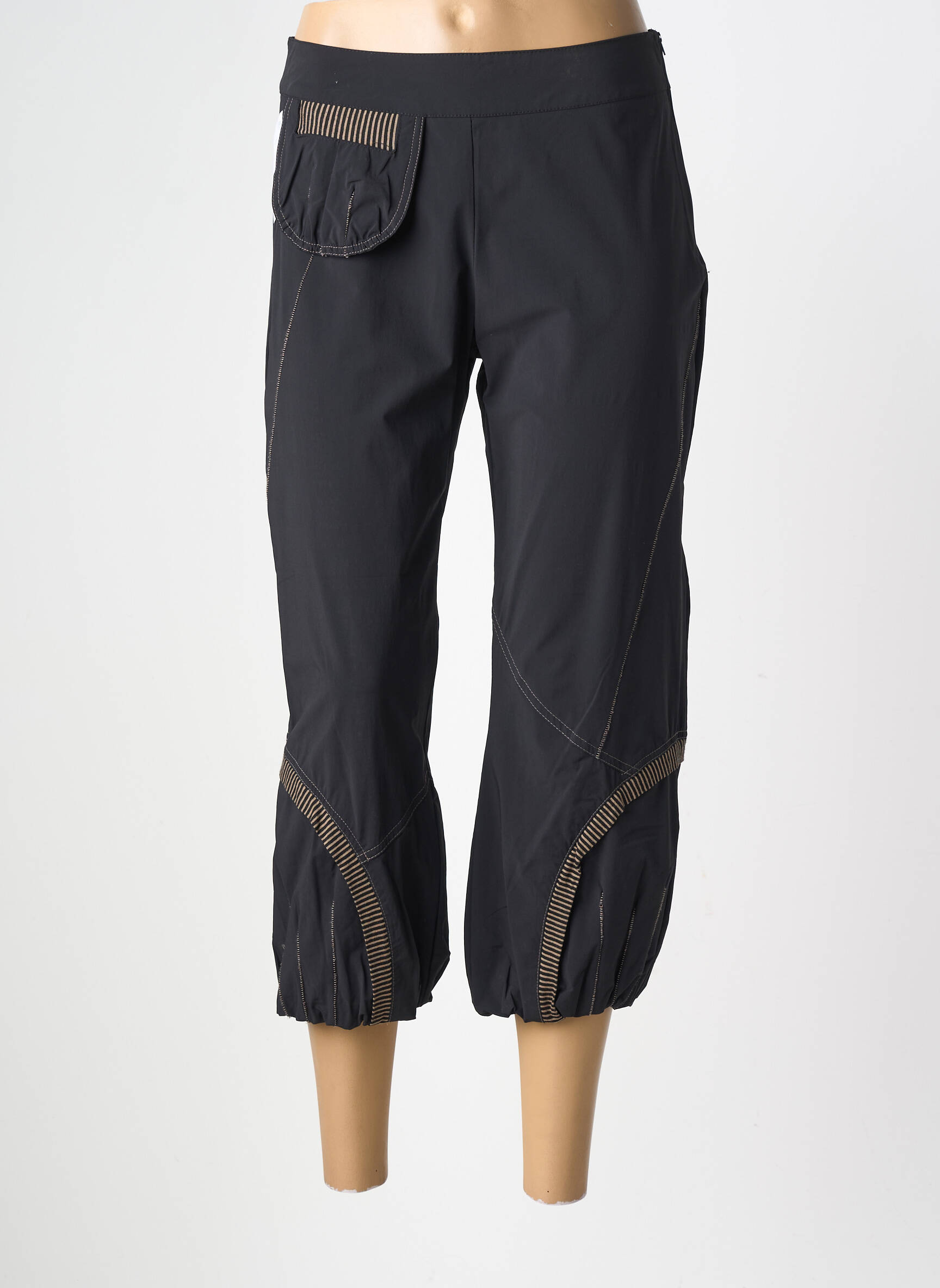 Pantalon trei sferturi elasticitate mărime normală negru ATLANTA femeie