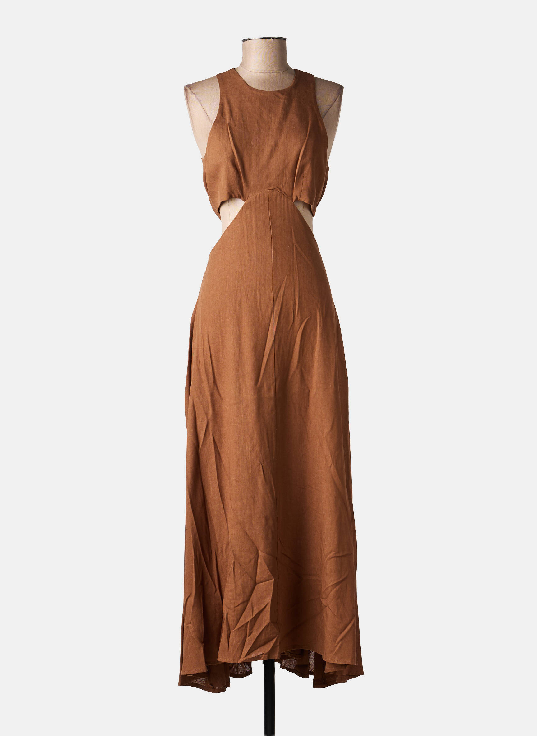 Rochie lungă fără mâneci fără mâneci maro LUMINA femeie