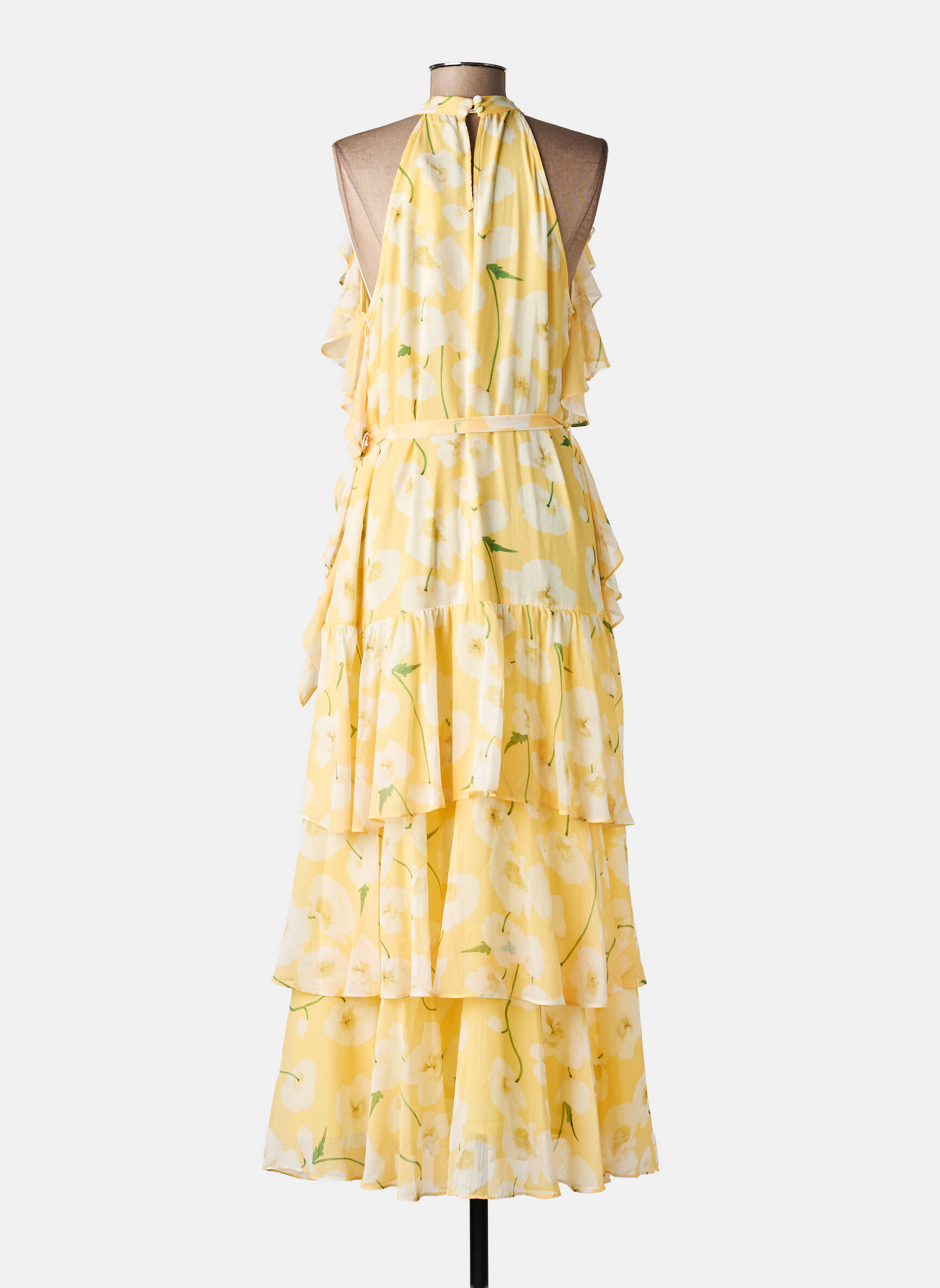 Rochie lungă imprimeu floral fără mâneci galben DE ROYAL femeie