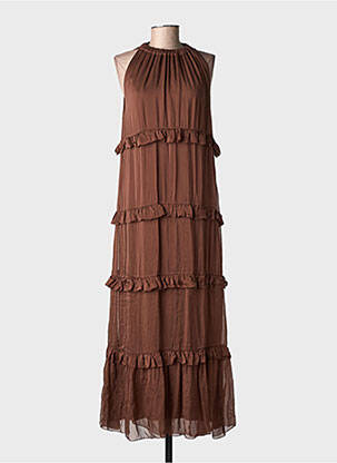Rochie lungă fără mâneci fără mâneci maro KING KONG femeie