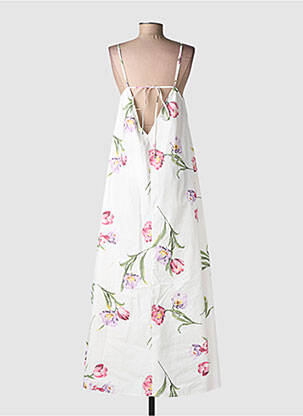Rochie lungă imprimeu floral bretele subțiri bej LUMINA femeie