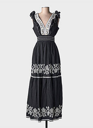 Rochie lungă mâneci scurte mâneci scurte negru ELPPIS femeie