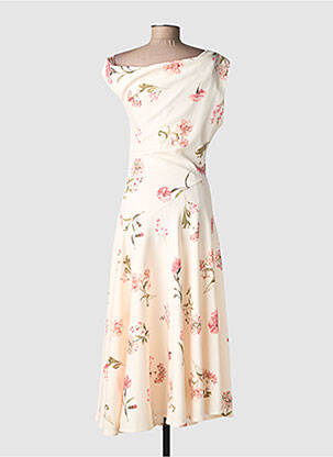 Rochie lungă mâneci scurte mâneci scurte bej LUMINA femeie