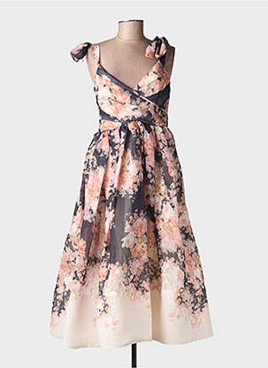 Rochie lungă imprimeu floral bretele subțiri roz DE ROYAL femeie