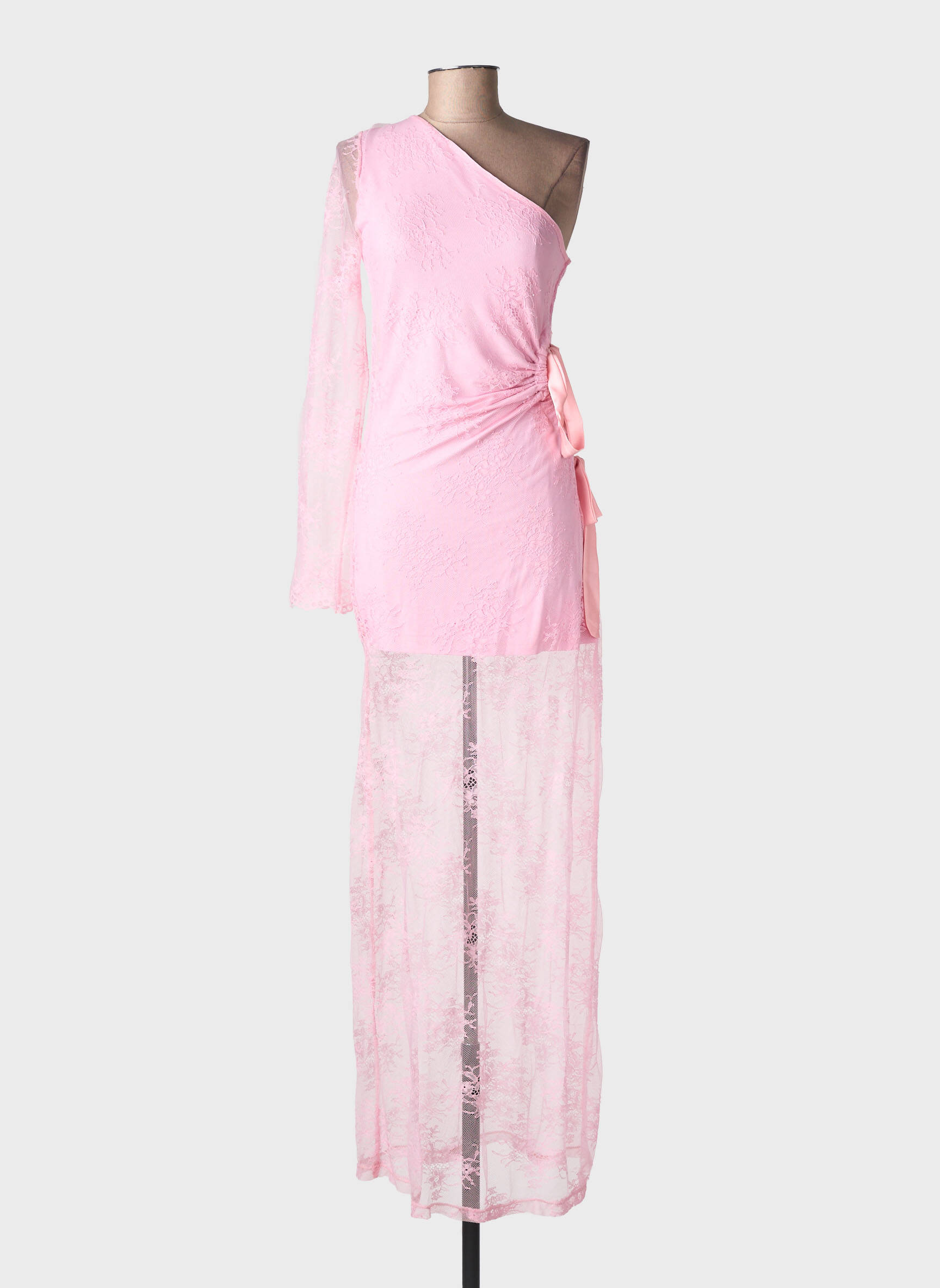 Rochie lungă mâneci lungi mâneci lungi roz LUMINA femeie