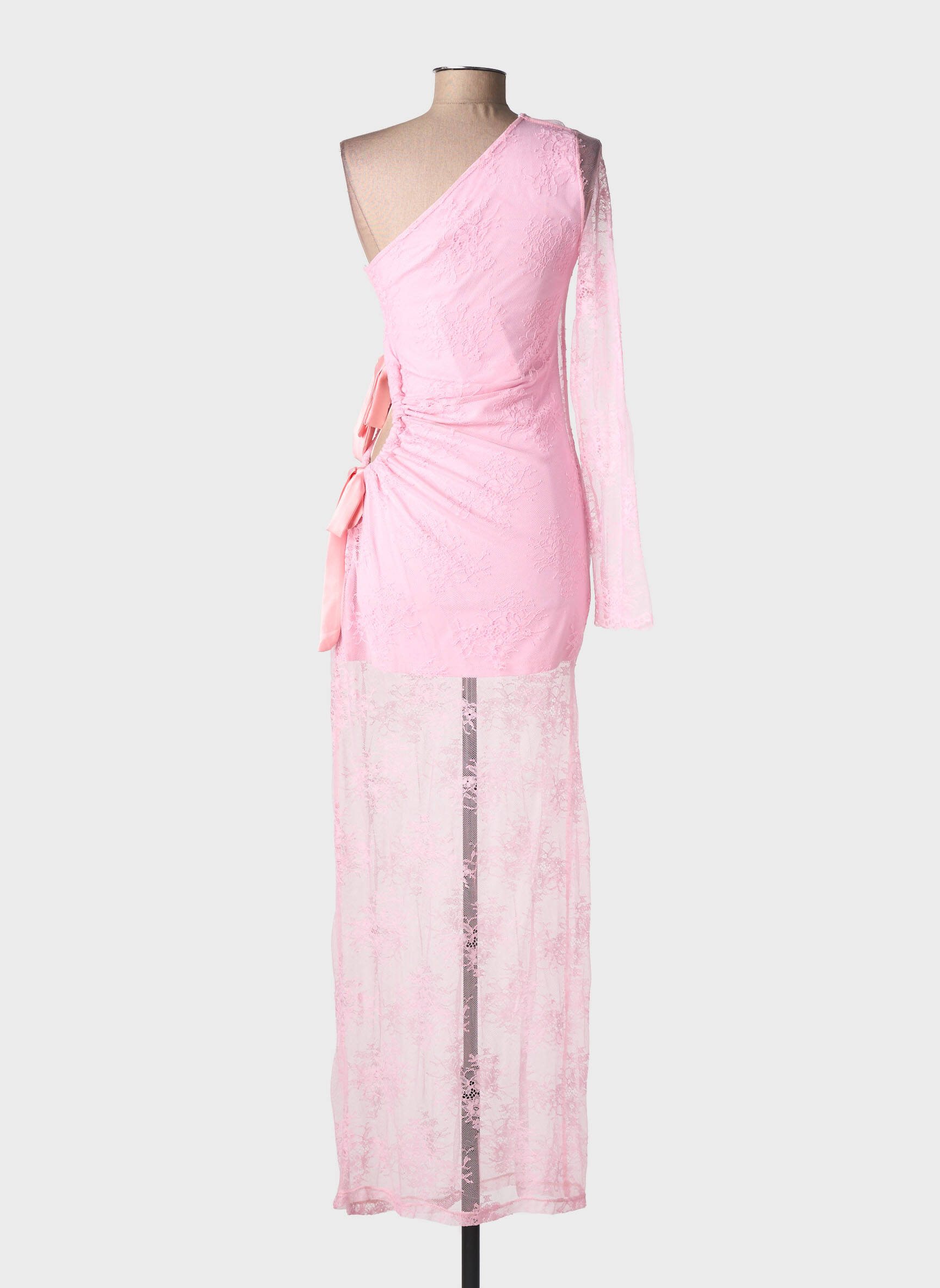 Rochie lungă mâneci lungi mâneci lungi roz LUMINA femeie