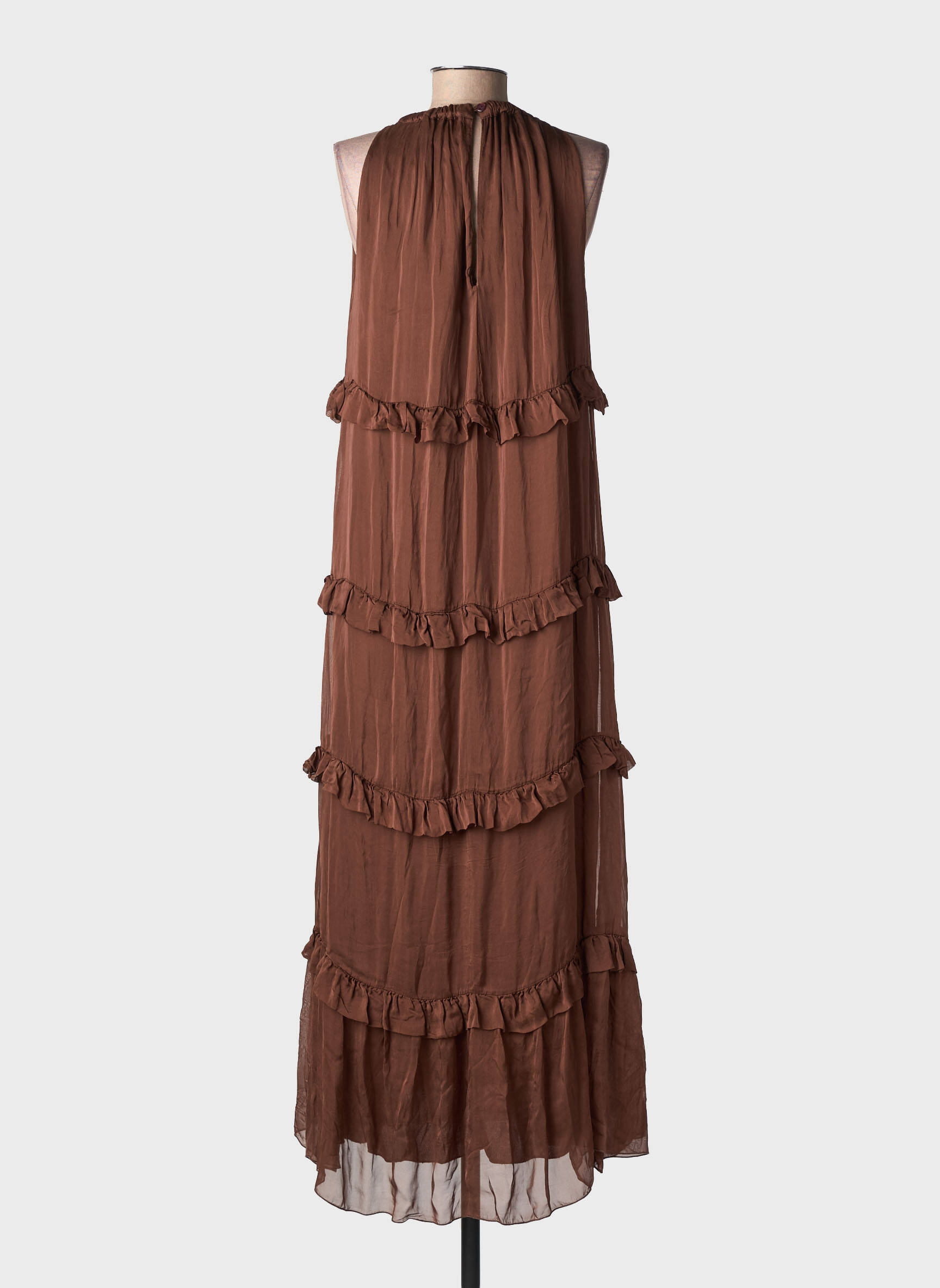 Rochie lungă fără mâneci fără mâneci maro KING KONG femeie