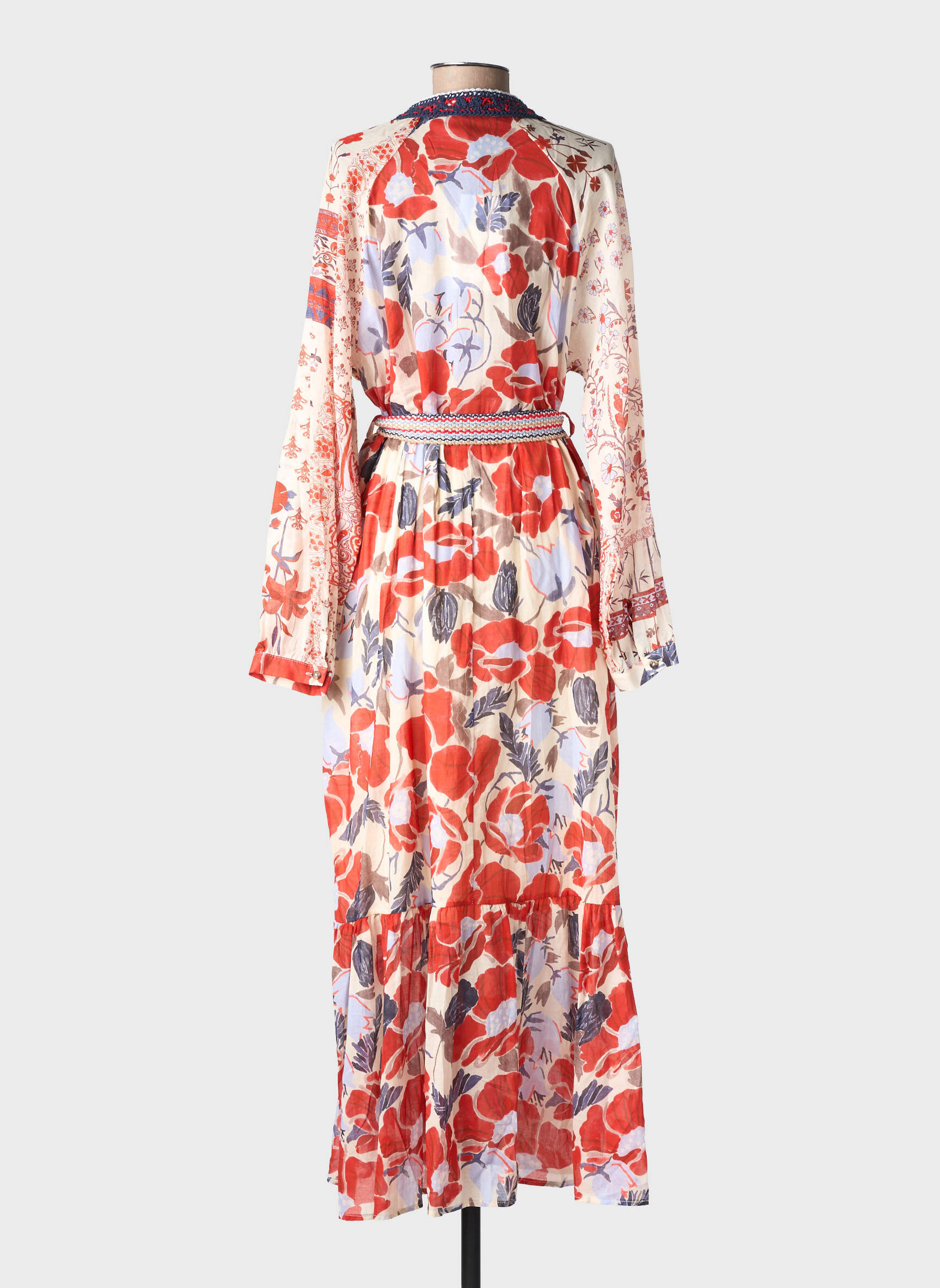 Rochie lungă mâneci lungi mâneci lungi roșu ALTAMIRA femeie