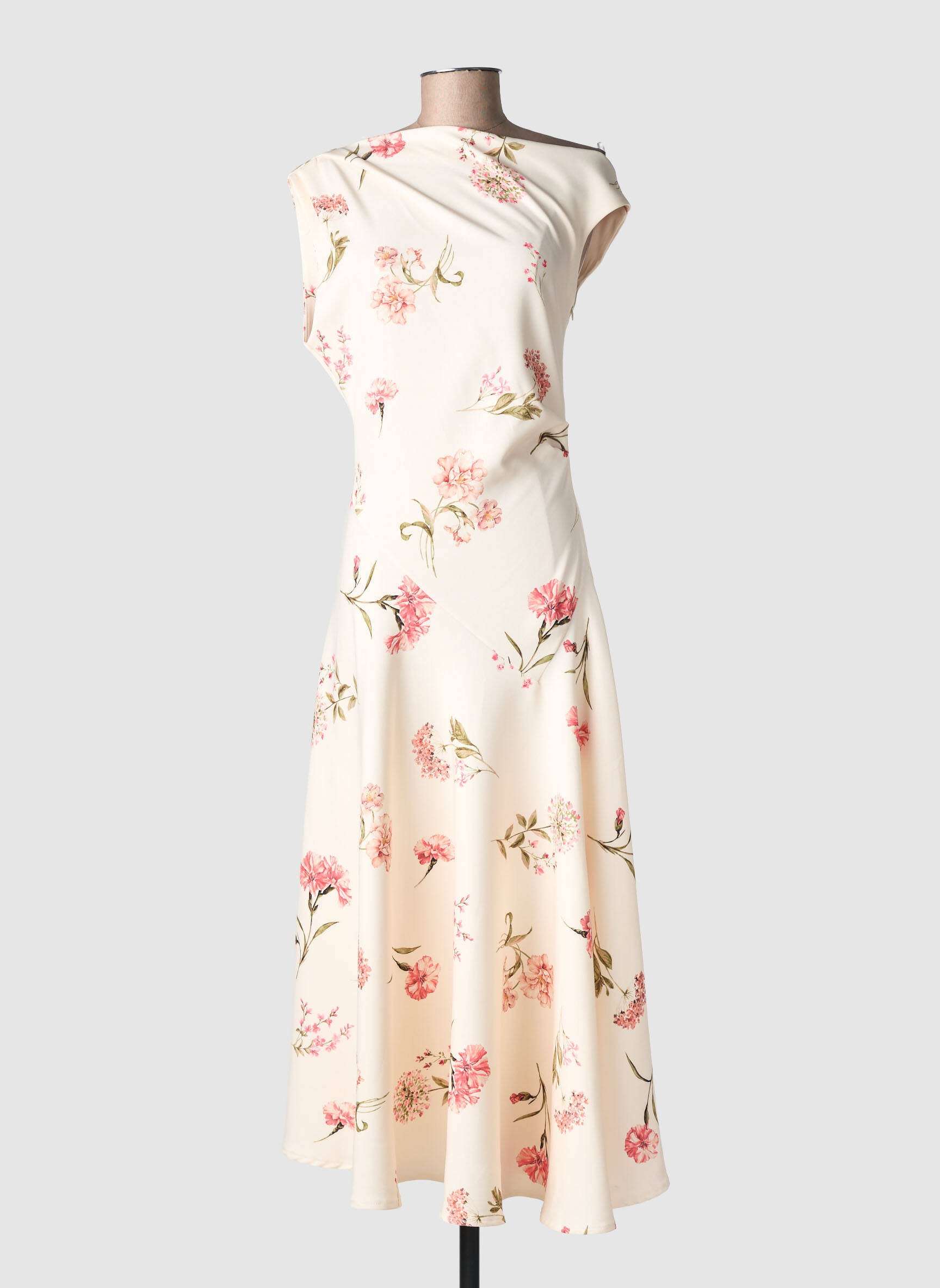 Rochie lungă mâneci scurte mâneci scurte bej LUMINA femeie