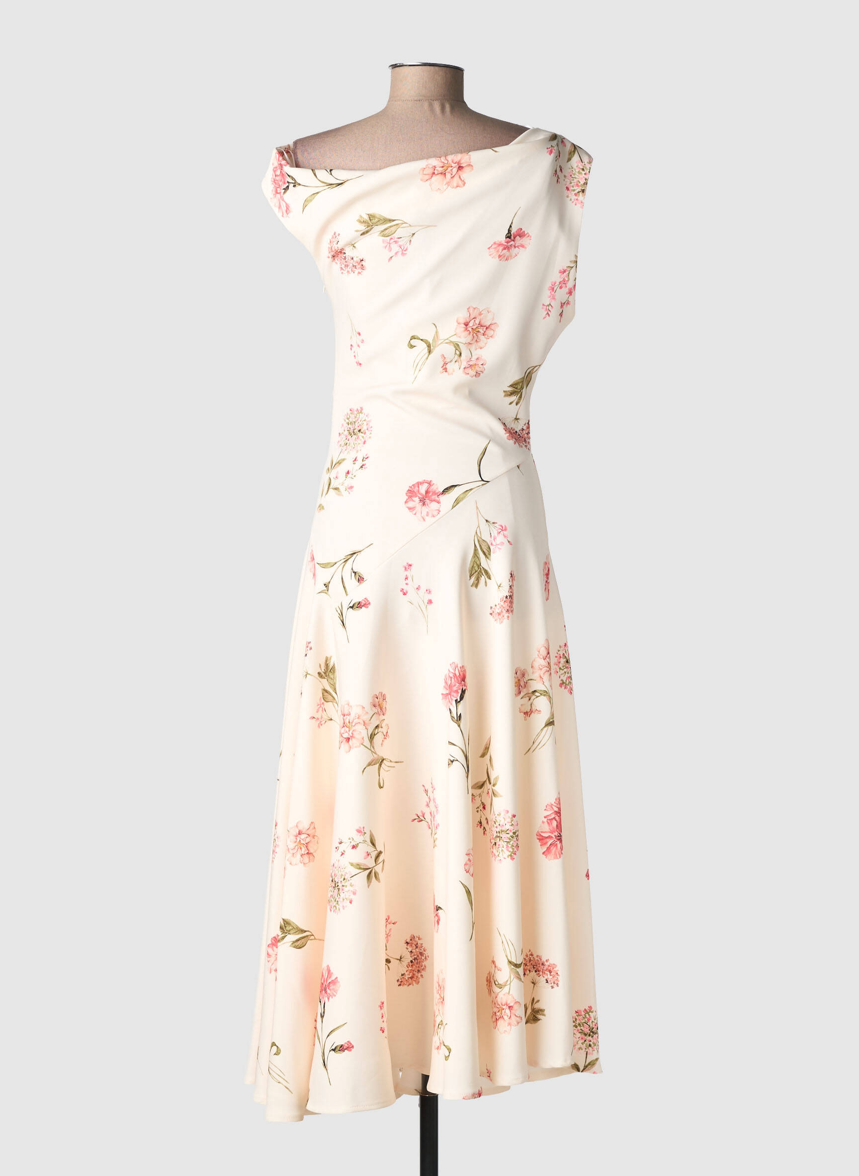Rochie lungă mâneci scurte mâneci scurte bej LUMINA femeie