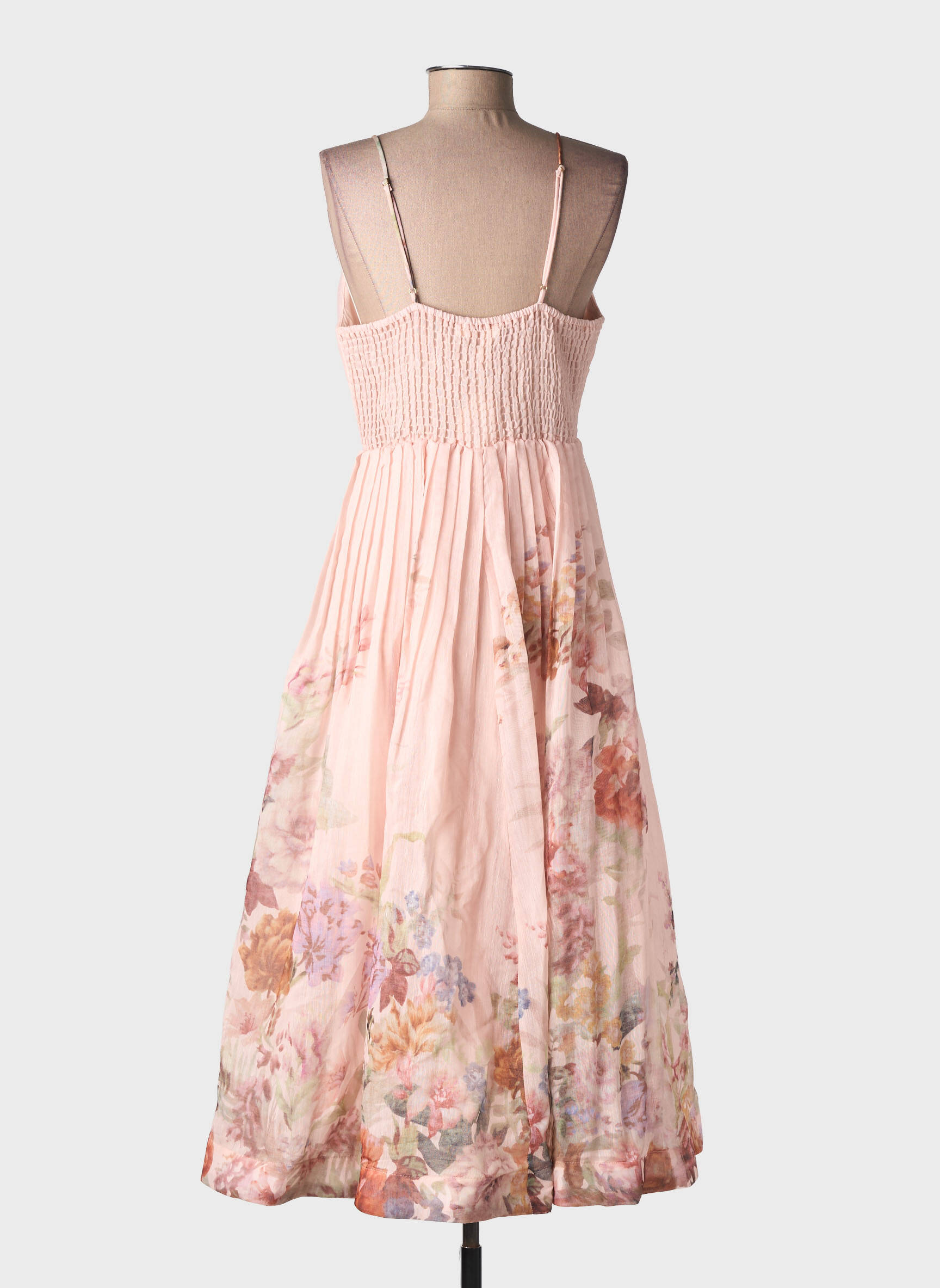 Rochie lungă imprimeu floral bretele subțiri roz DE ROYAL femeie