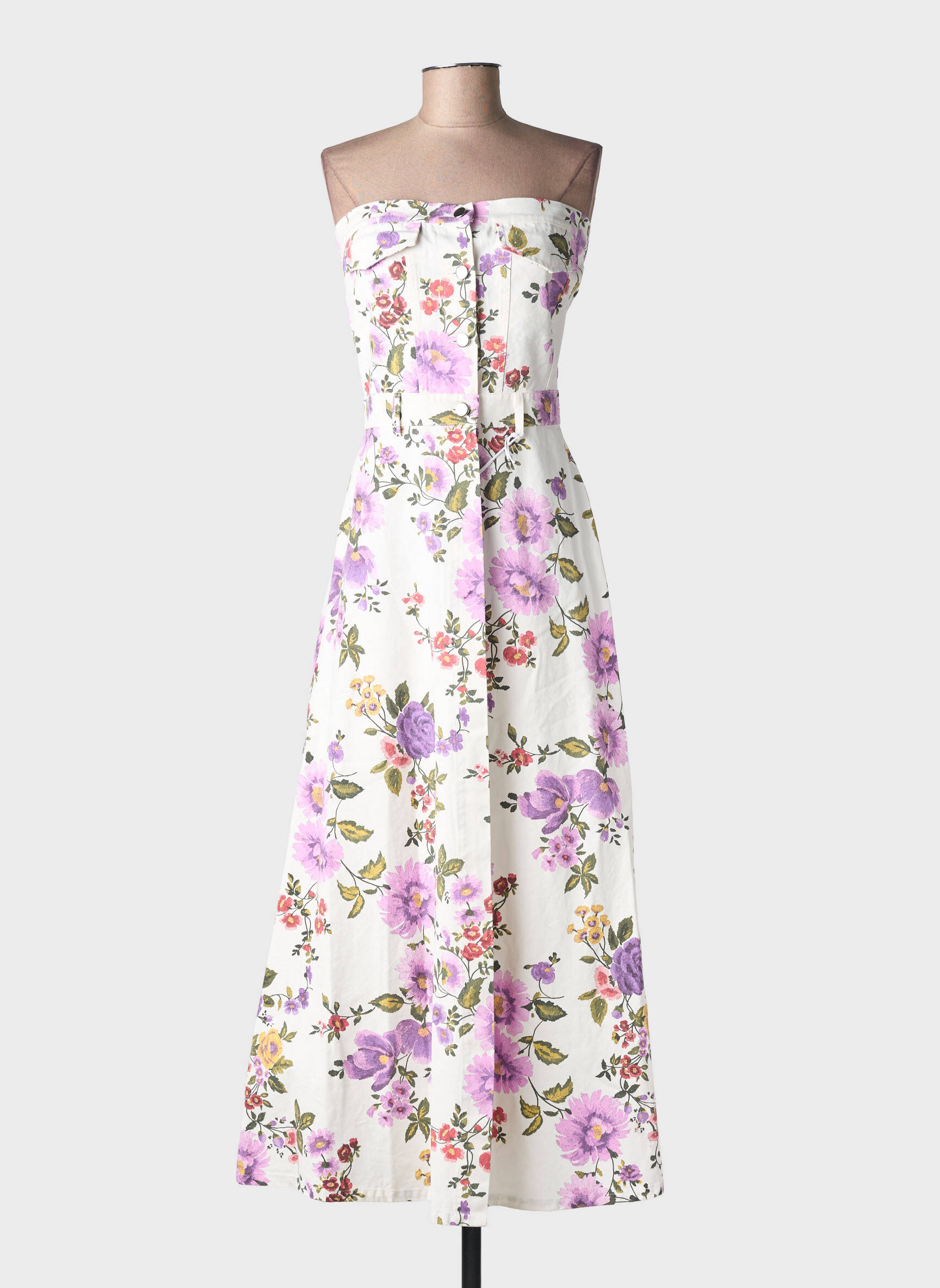 Rochie lungă imprimeu floral fără mâneci violet LUMINA femeie
