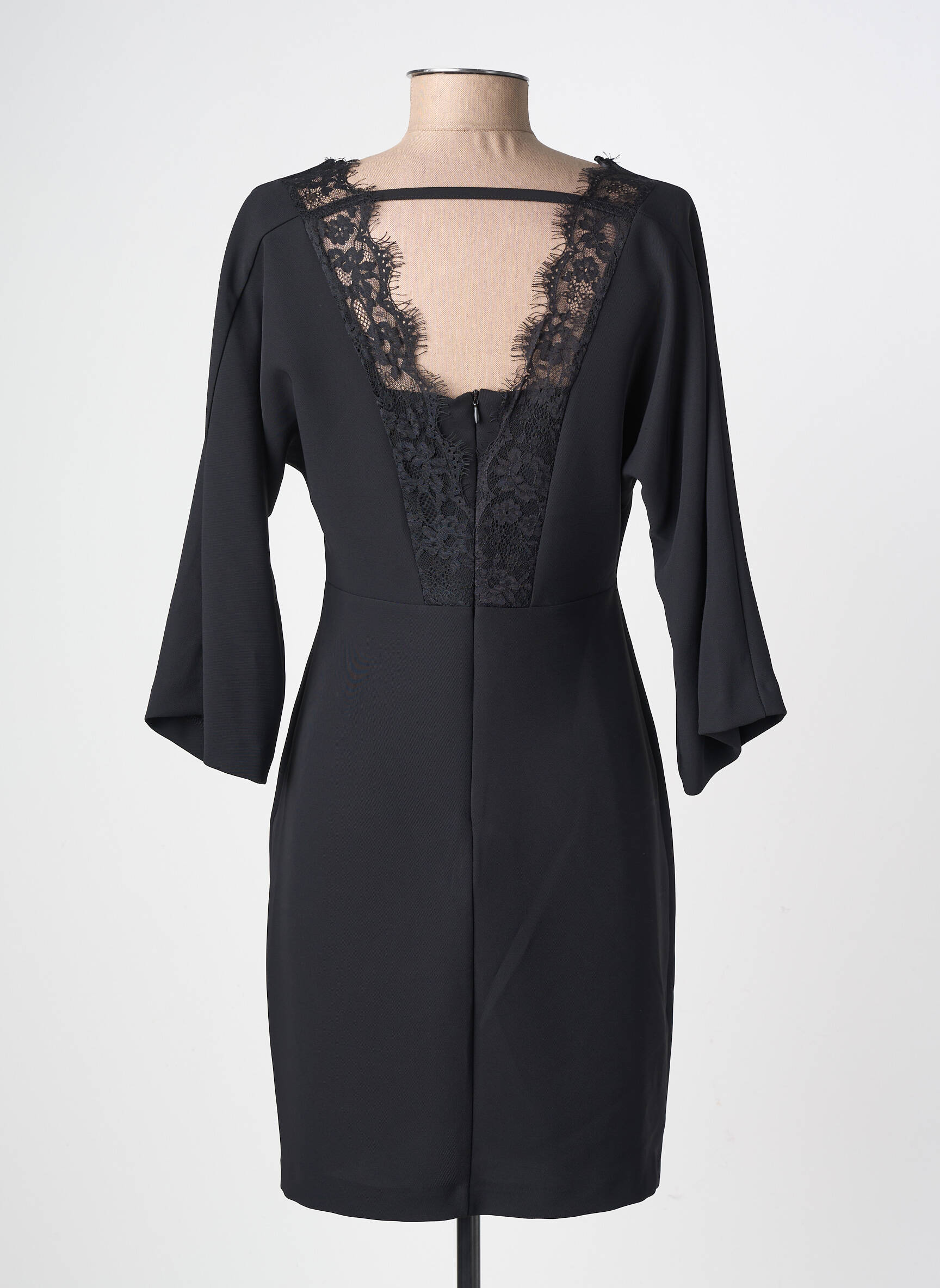 Rochie scurtă mâneci 3/4 mâneci 3/4 negru ANGELA DAVIS femeie