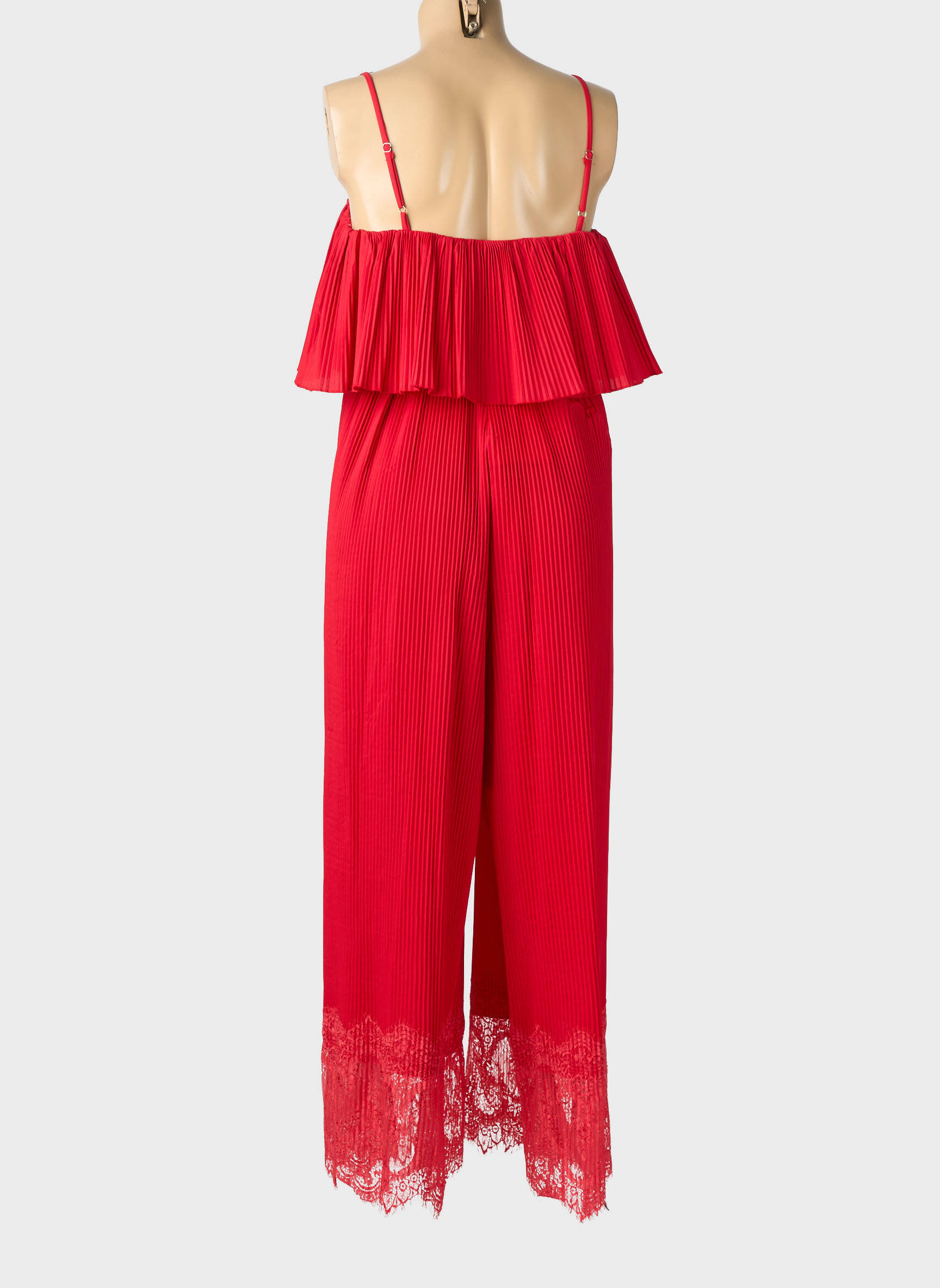 Salopetă-pantalon croială fluidă bretele subțiri roșu LUMINA femeie