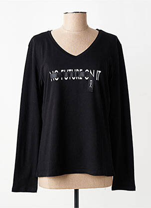 Tricou serigrafie flockată mâneci scurte negru EVA KAYAN femeie