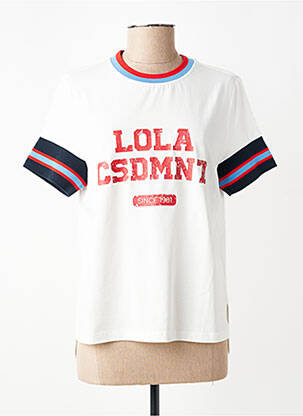 Tricou serigrafie flockată mâneci scurte alb LOLA CASADEMUNT femeie