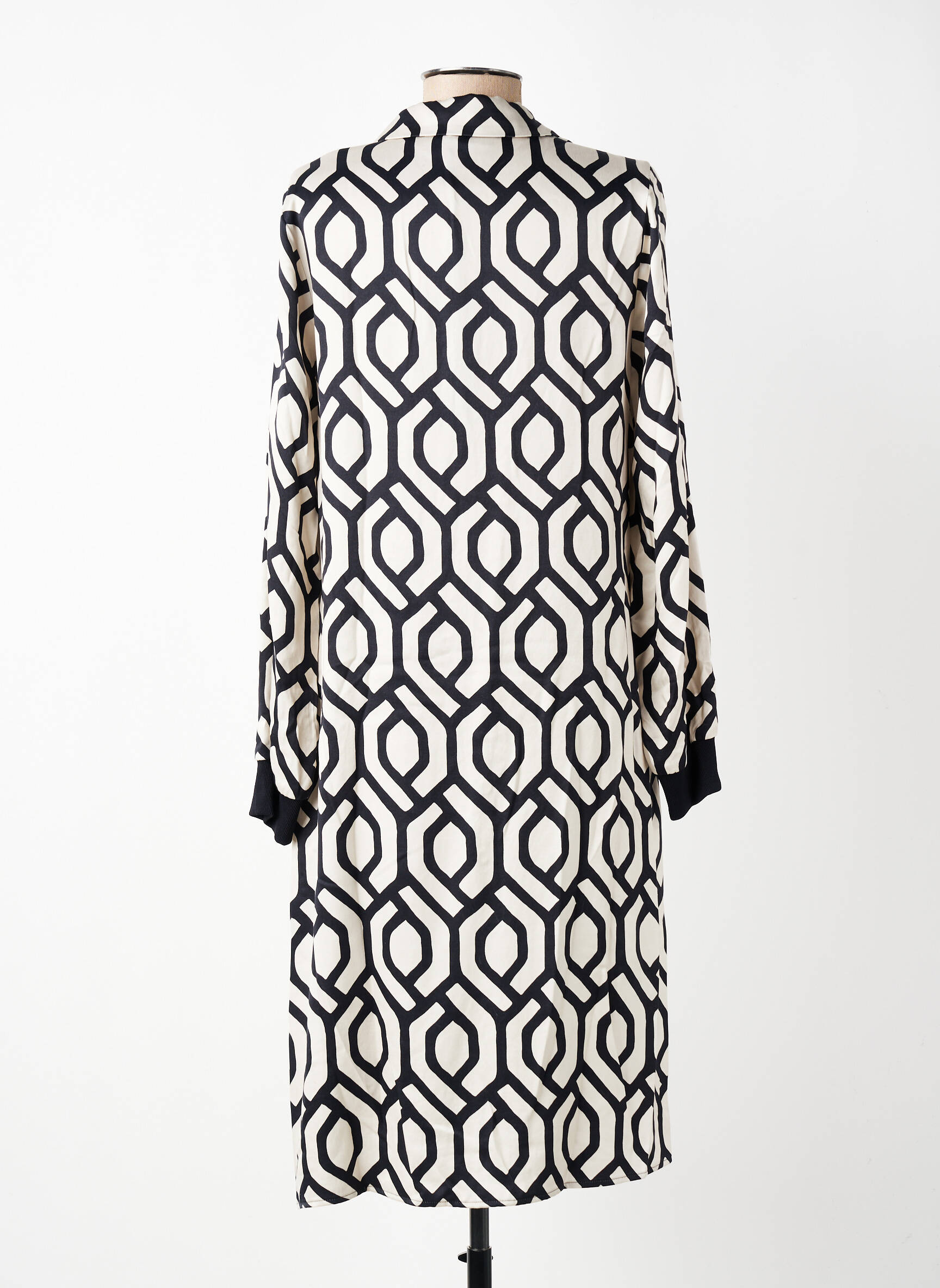 Rochie midi imprimeu fantezie mâneci lungi negru TUZZI femeie