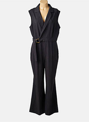 Salopetă-pantalon închidere cu nasturi pe față mâneci scurte negru K-DESIGN femeie