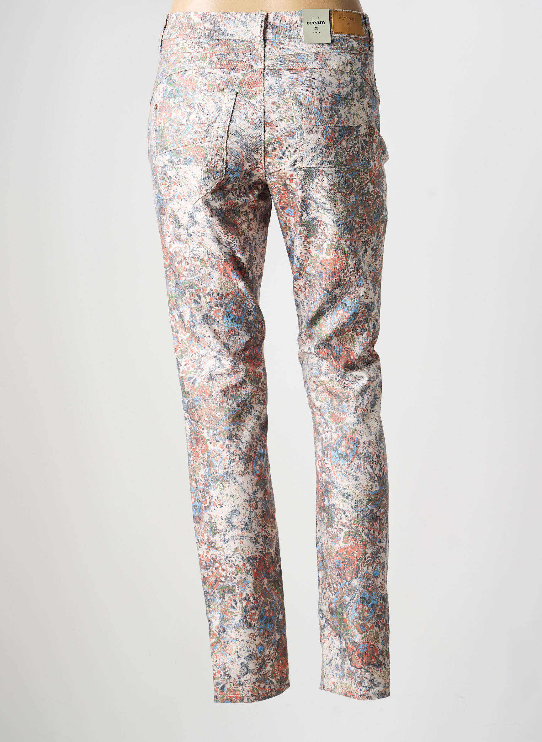 Pantalon slim țesătură poplin mărime normală bej CREAM femeie