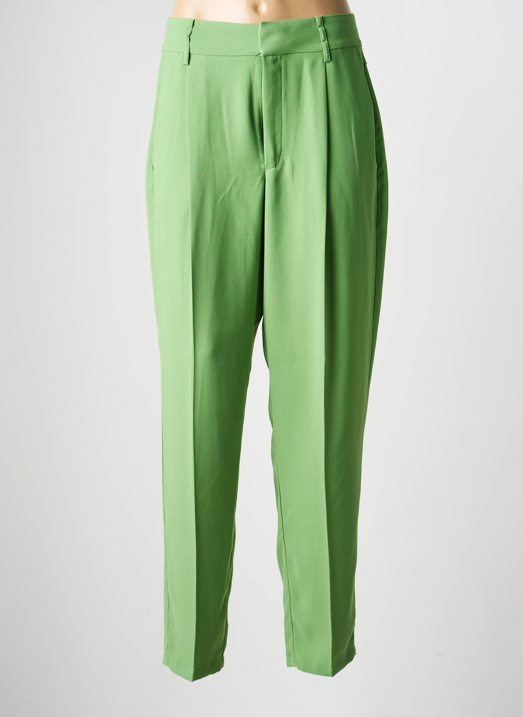 Pantalon chino țesătură poplin mărime normală verde CREAM femeie
