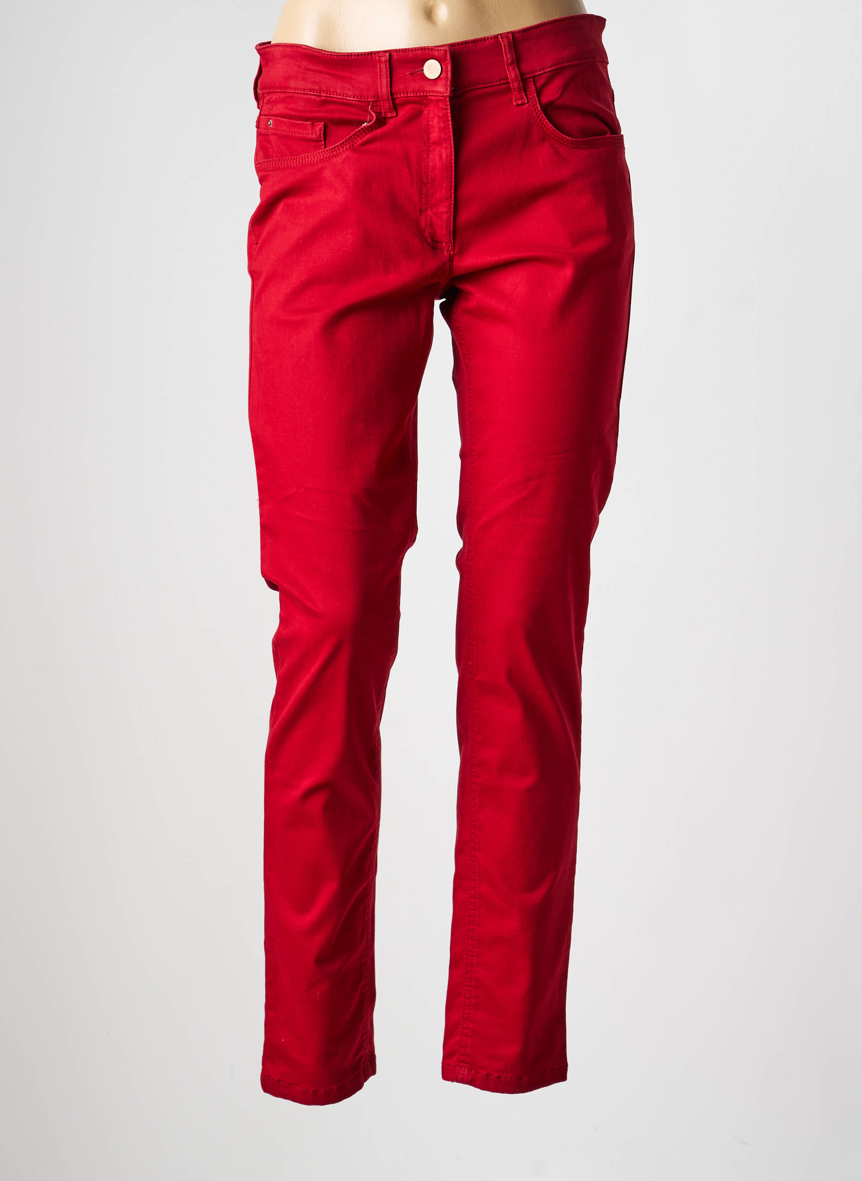 Pantalon slim țesătură poplin mărime normală roșu ZERRES femeie