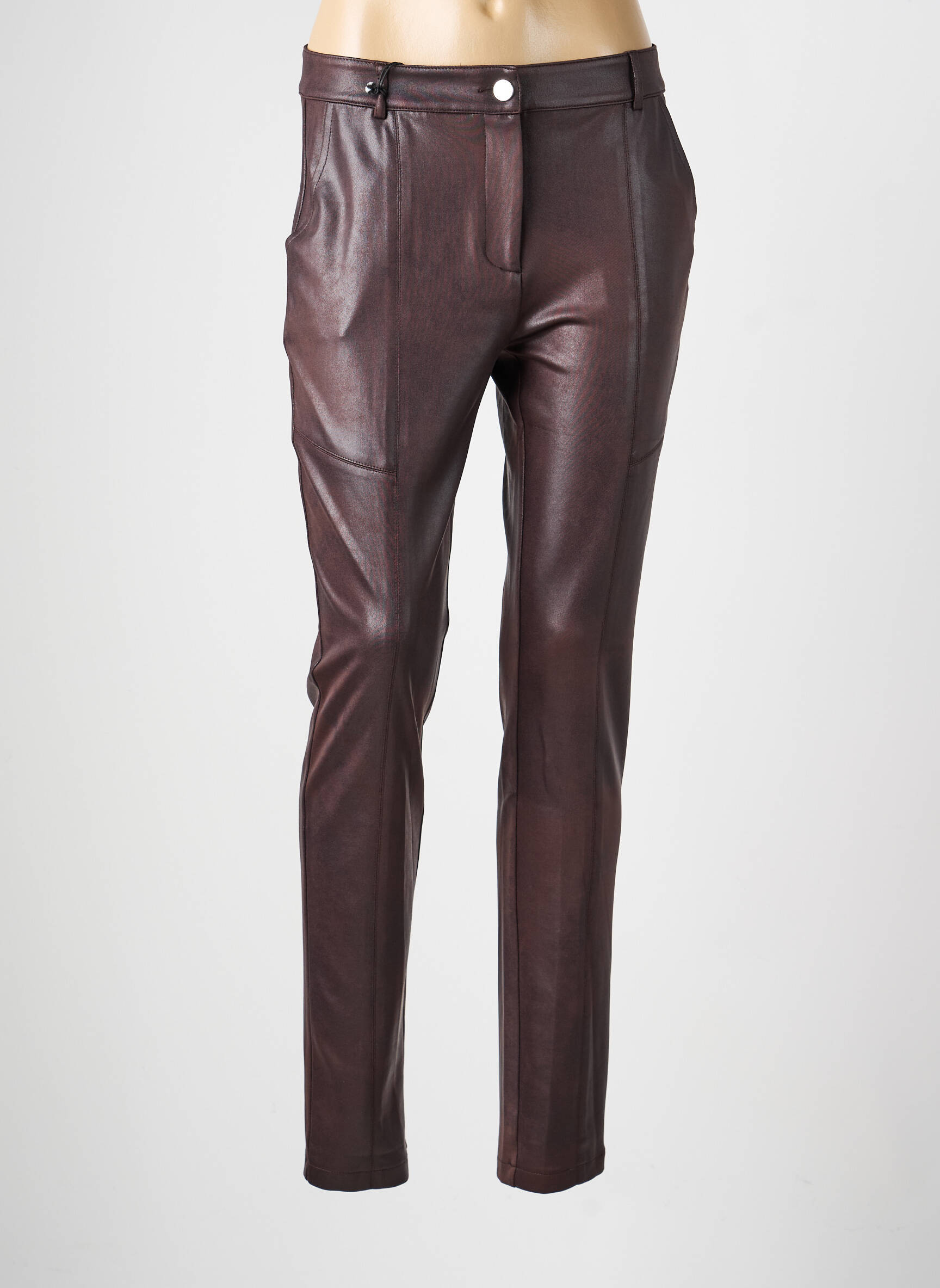 Pantalon slim elasticitate mărime normală maro EVA KAYAN femeie