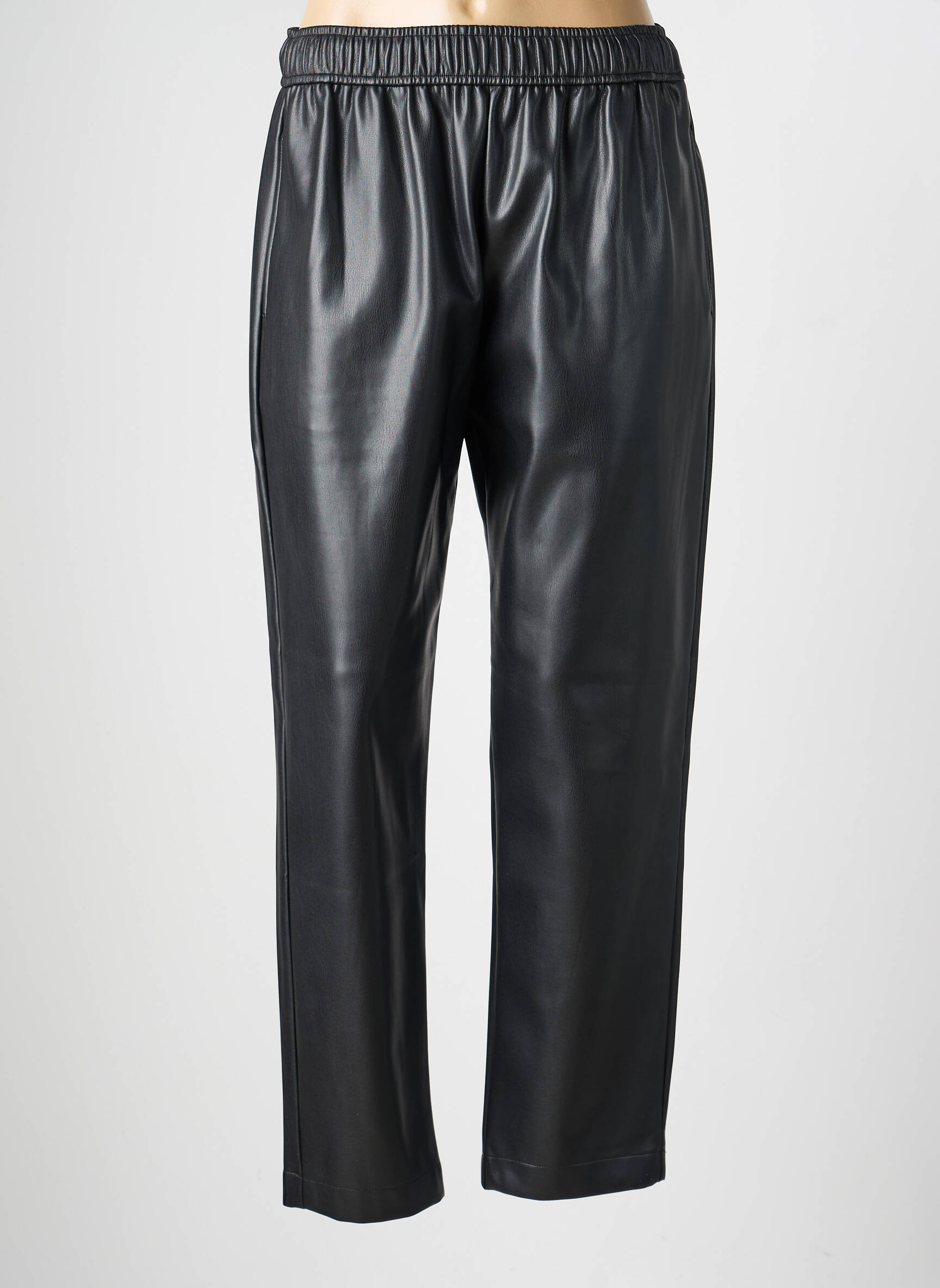 Pantalon drept talie elastică mărime normală negru LEO & UGO femeie