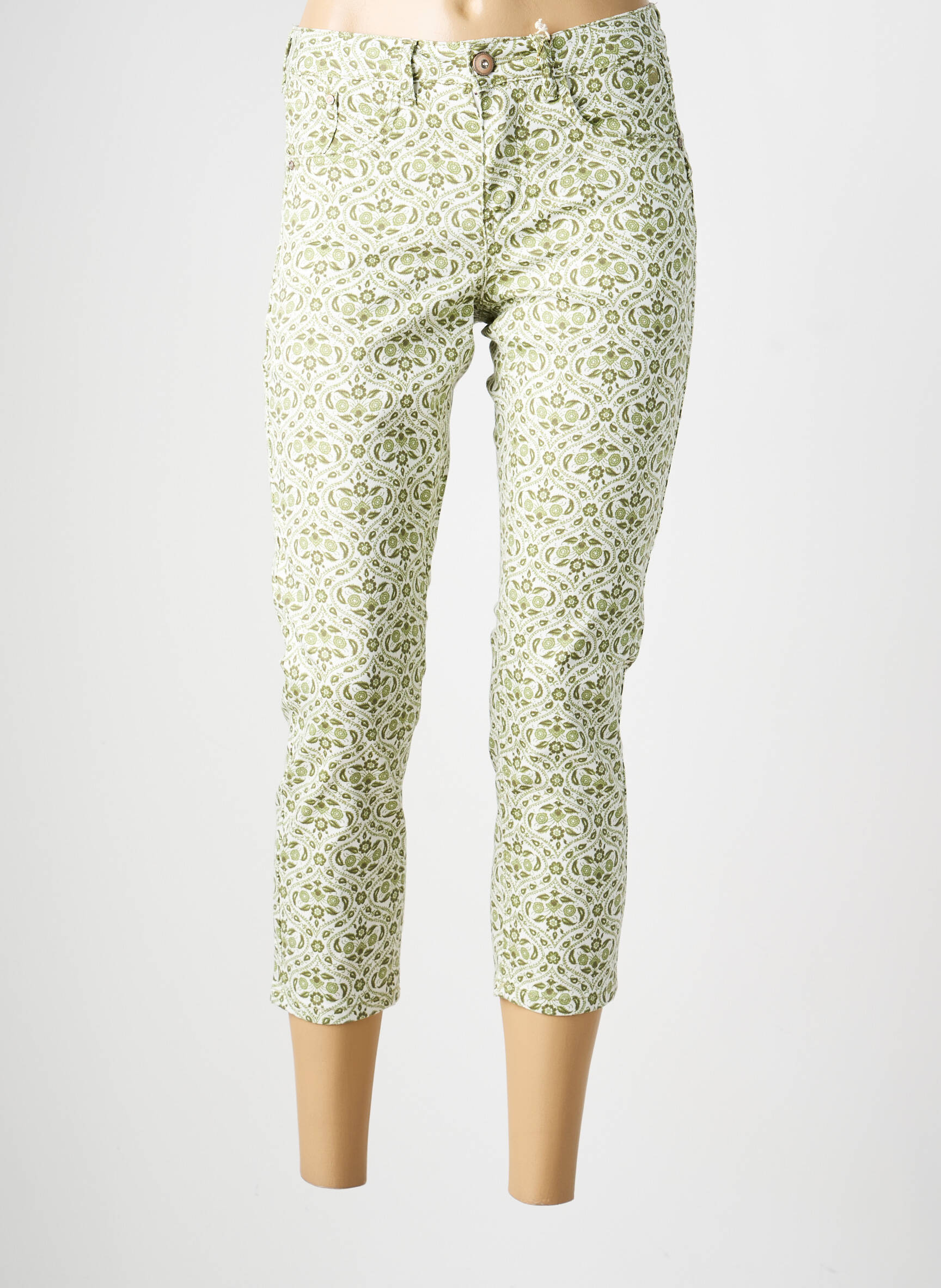Pantalon trei sferturi elasticitate mărime normală verde CREAM femeie