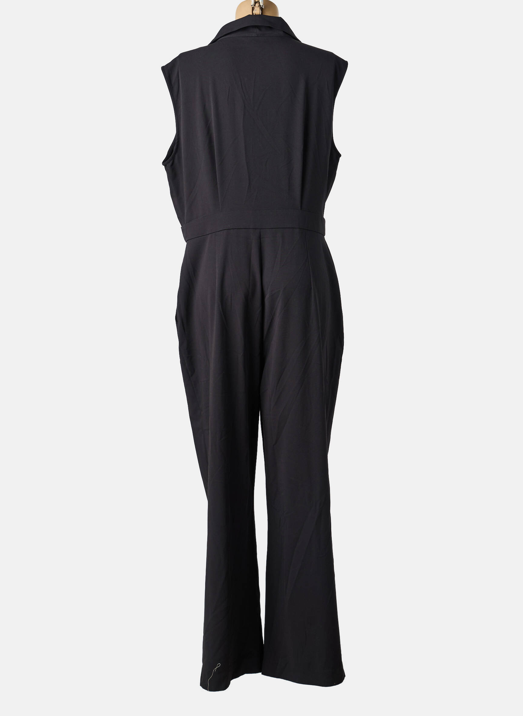 Salopetă-pantalon închidere cu nasturi pe față mâneci scurte negru K-DESIGN femeie