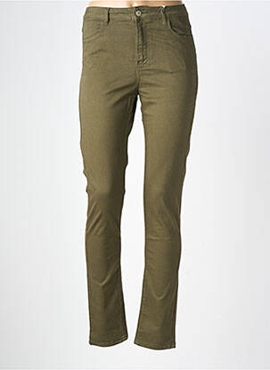 Pantalon slim țesătură poplin mărime normală verde închis KANOPE femeie