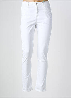 Pantalon slim țesătură poplin mărime normală alb KANOPE femeie