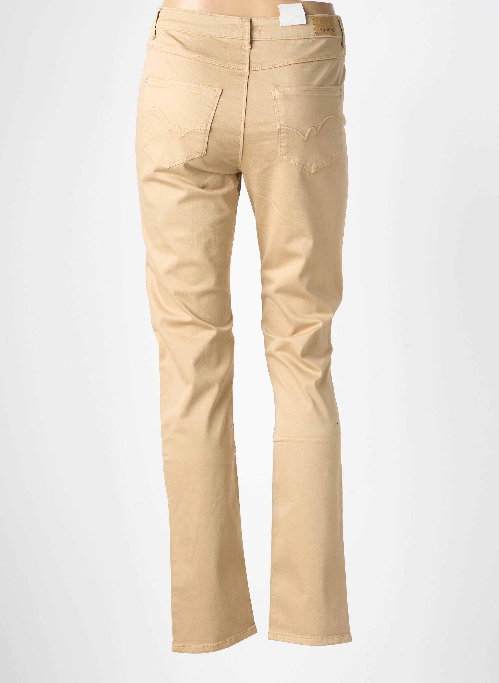 Pantalon drept elasticitate talie înaltă bej KANOPE femeie